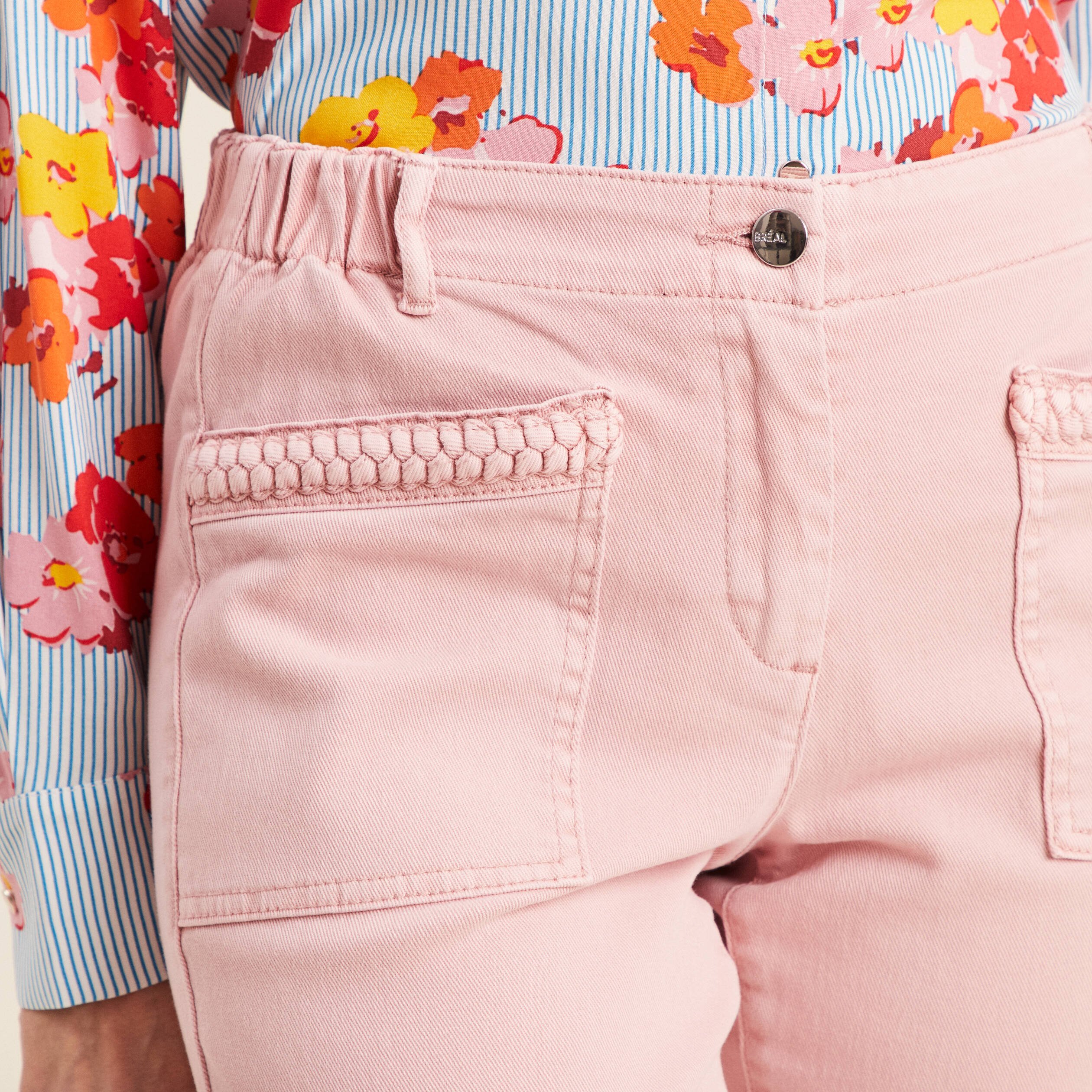 jean carotte 78eme rose pastel femme Jean carotte 7/8ème rose pastel femme