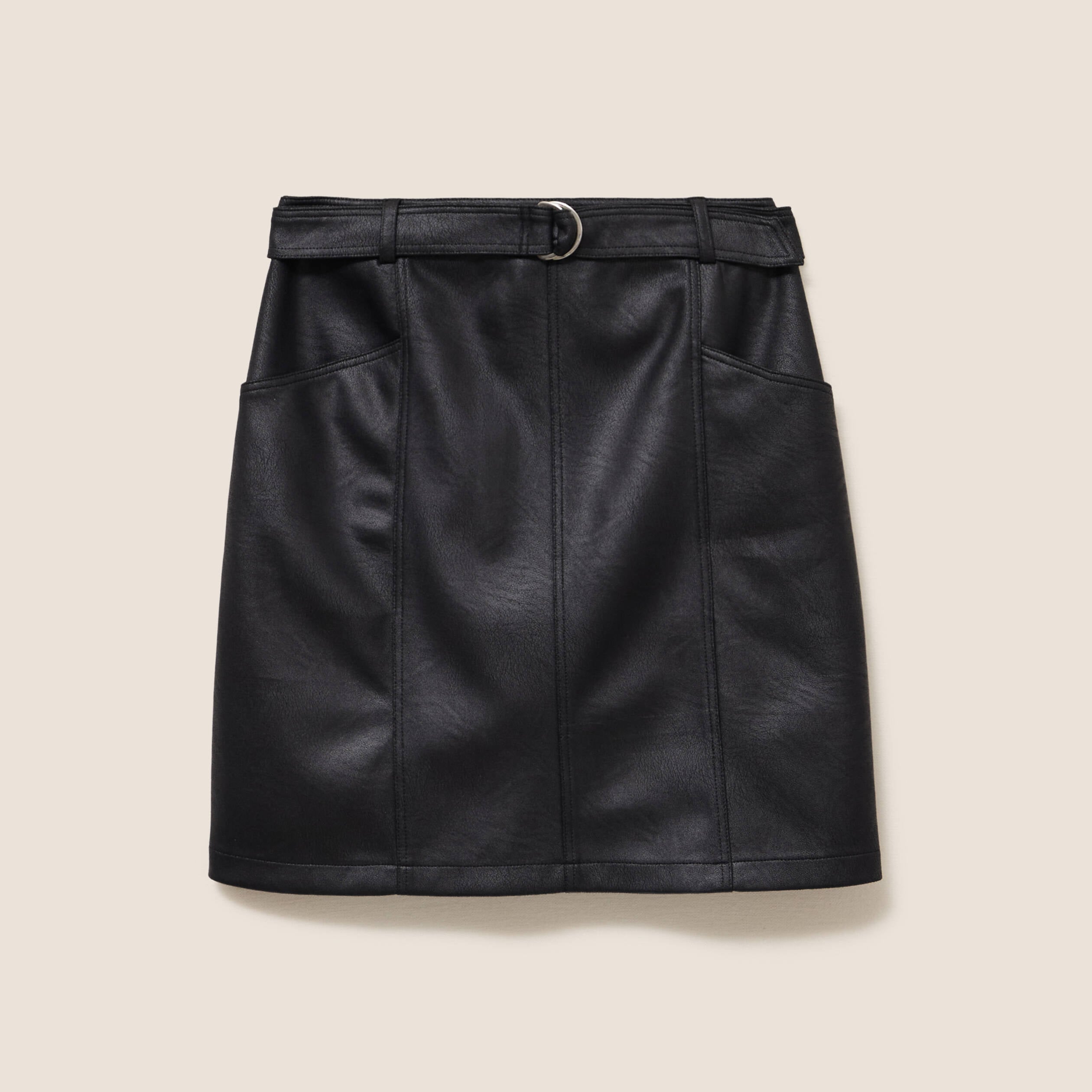 Jupe doubl&eacute;e en similicuir noir femme