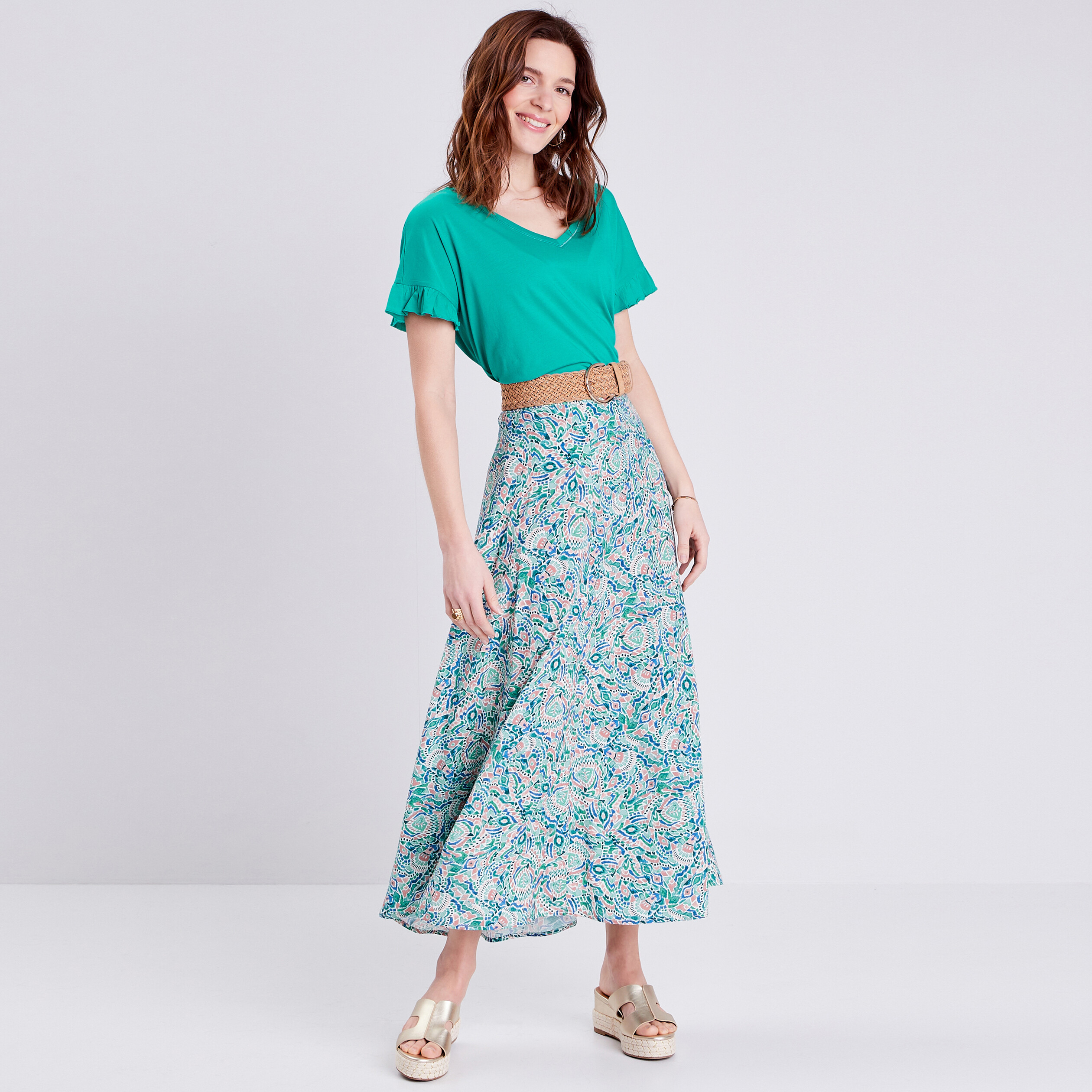 T-shirt manches courtes vert femme