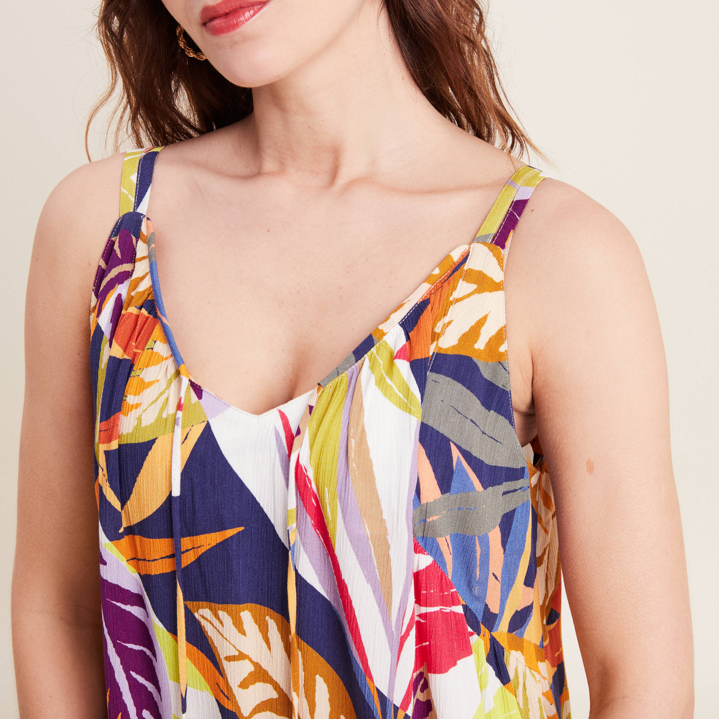 robe longue evasee fluide multicolore femme Robe longue évasée fluide multicolore femme