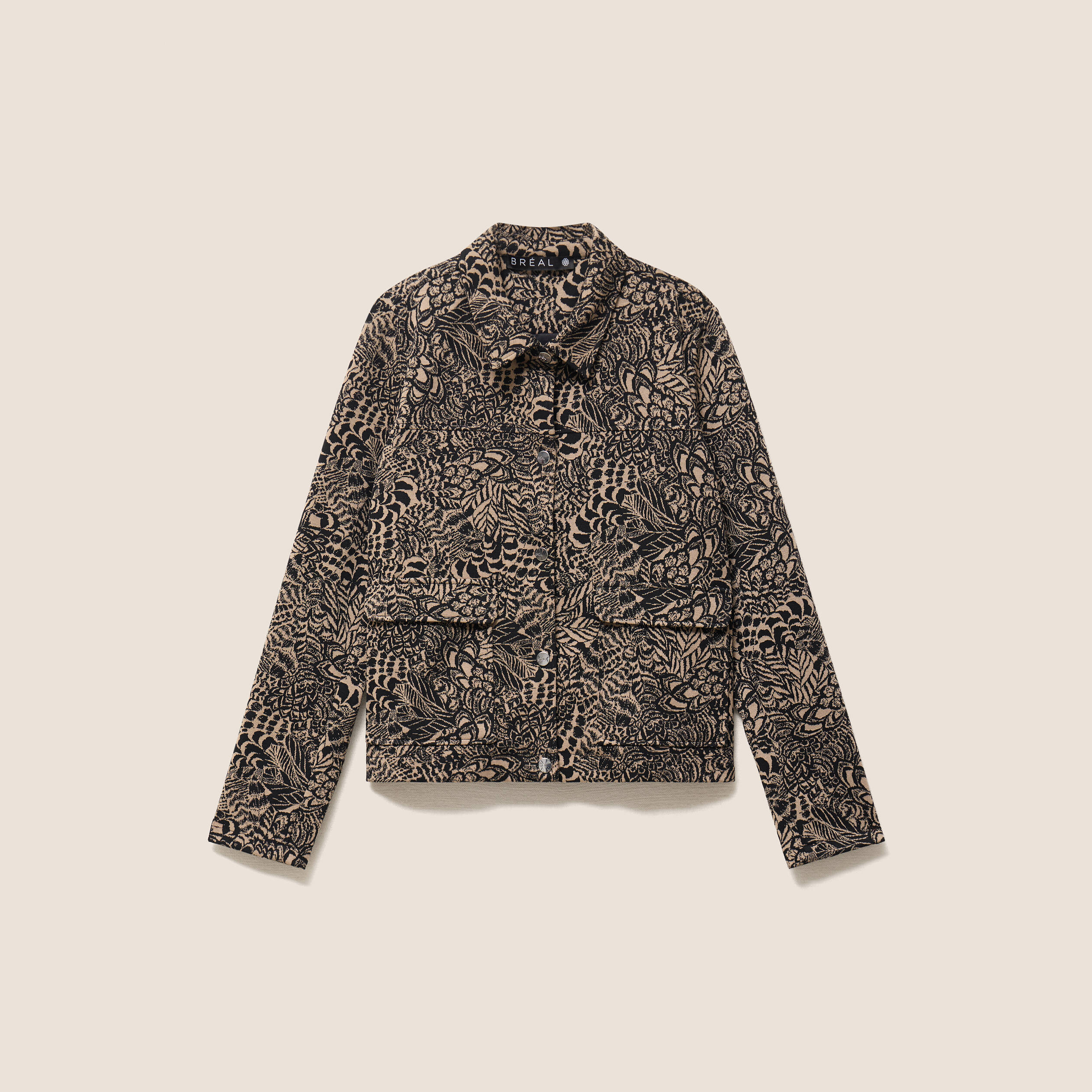 Veste droite doubl&eacute;e beige femme