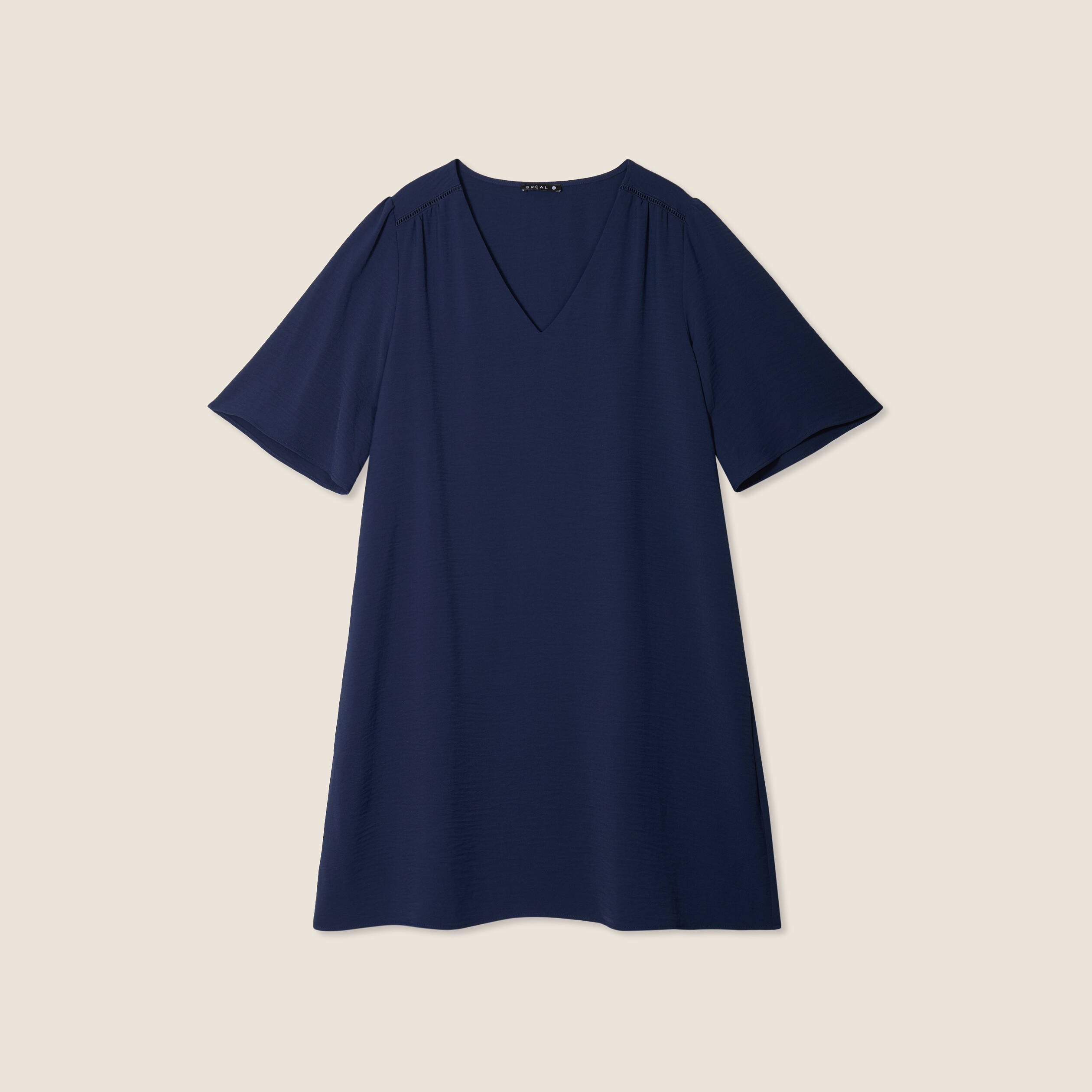 robe evasee col en v bleu marine femme Robe évasée col en V bleu marine femme
