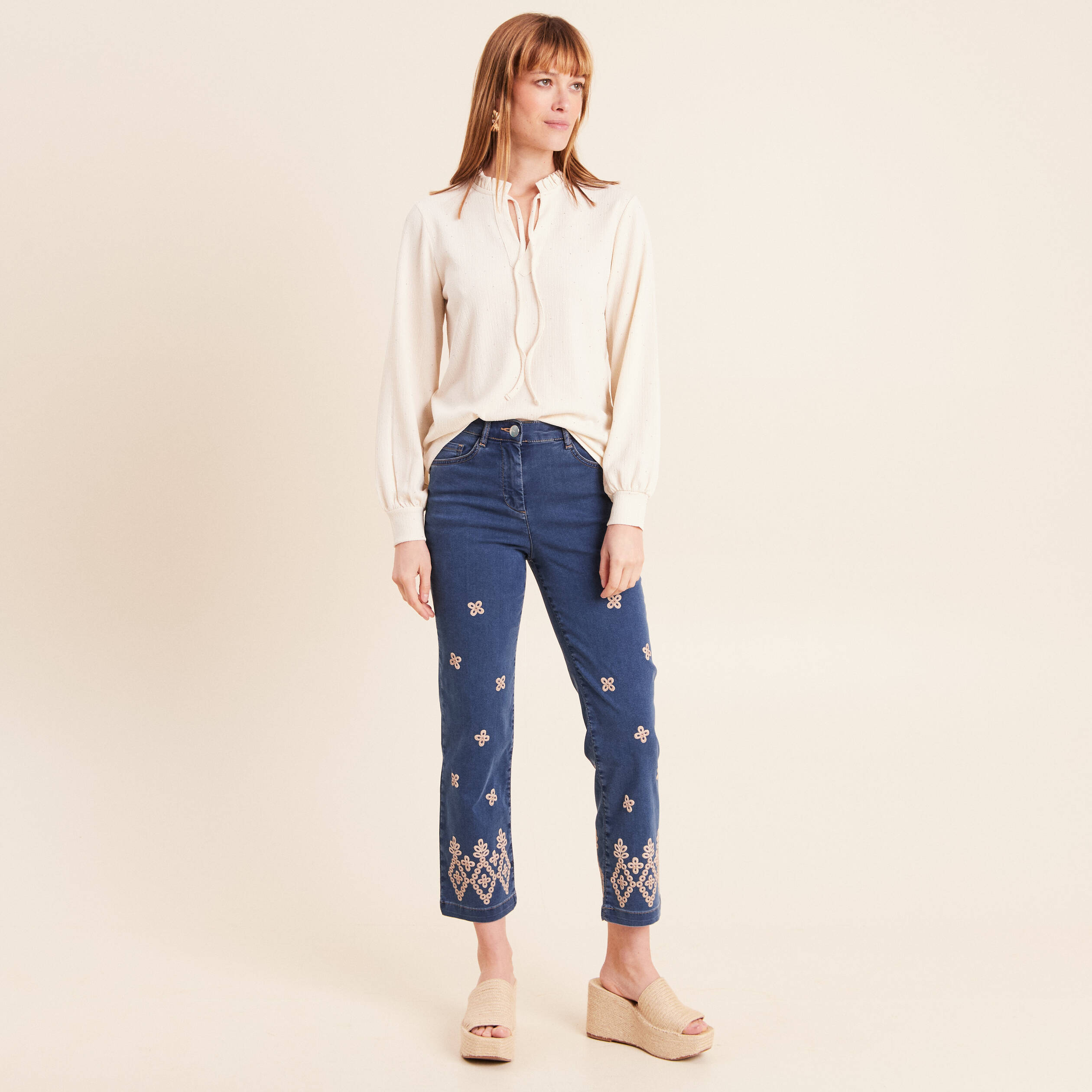 Pantalon magique Le L&eacute;ger coupe droite bleu femme