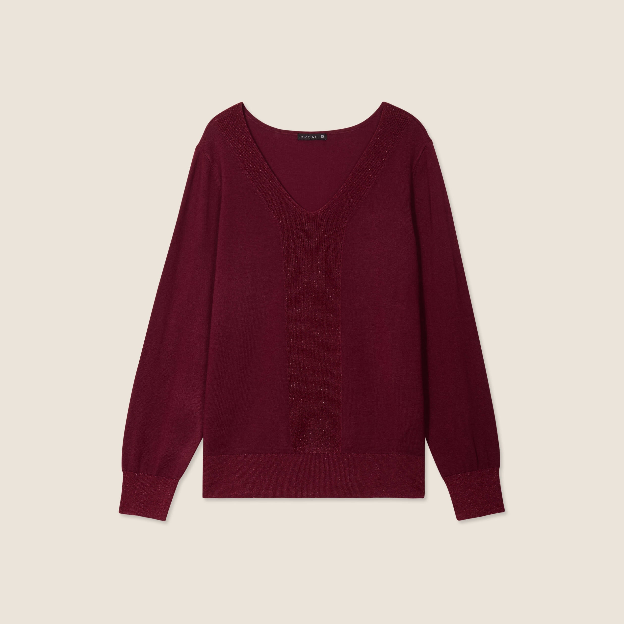 Pull manches longues bordeaux femme