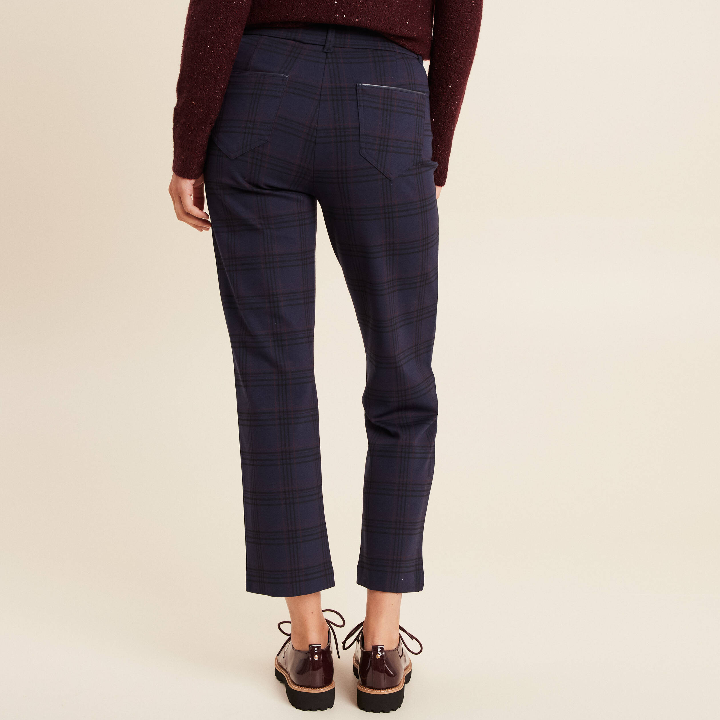 Pantalon droit bleu marine femme