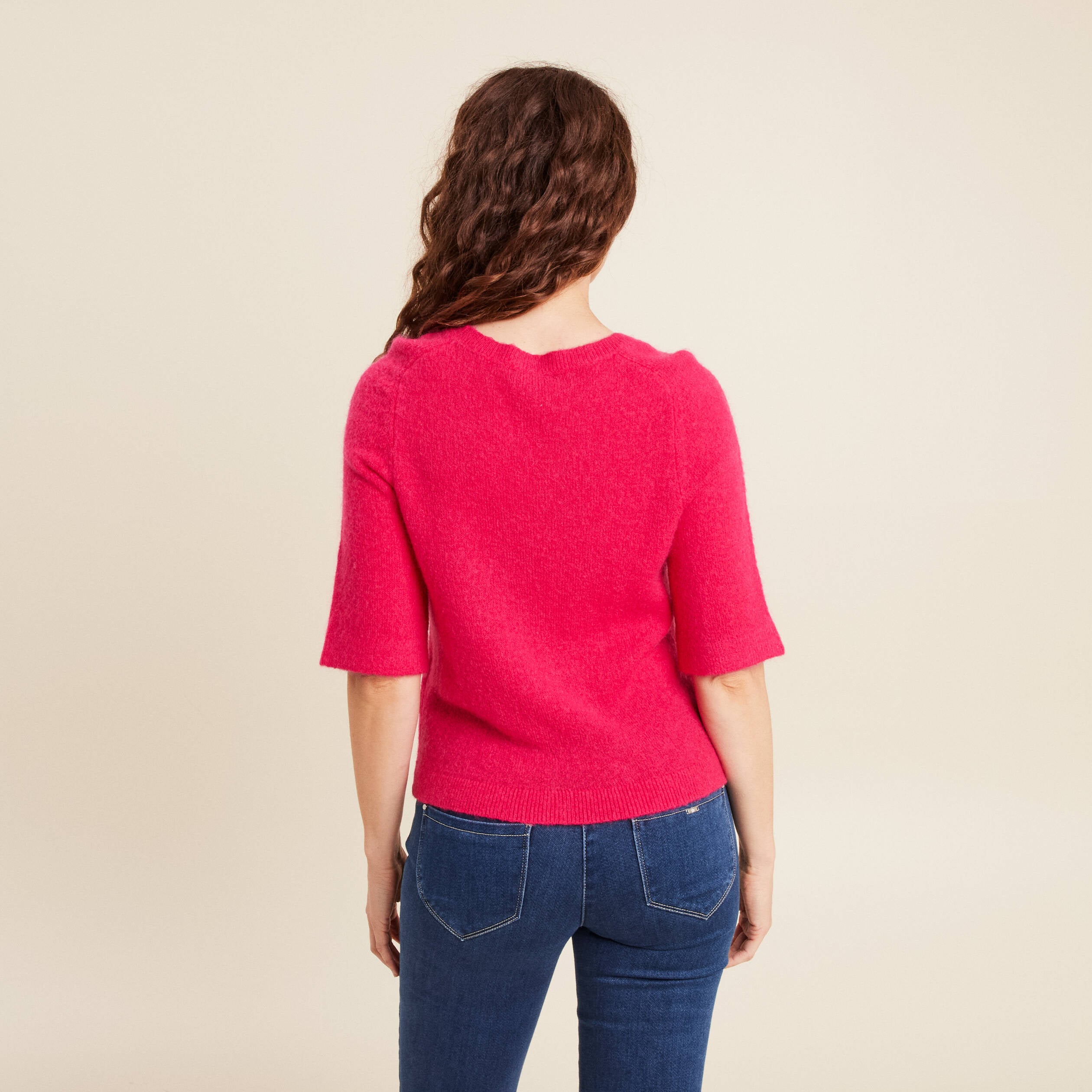 Pull col bateau rose femme