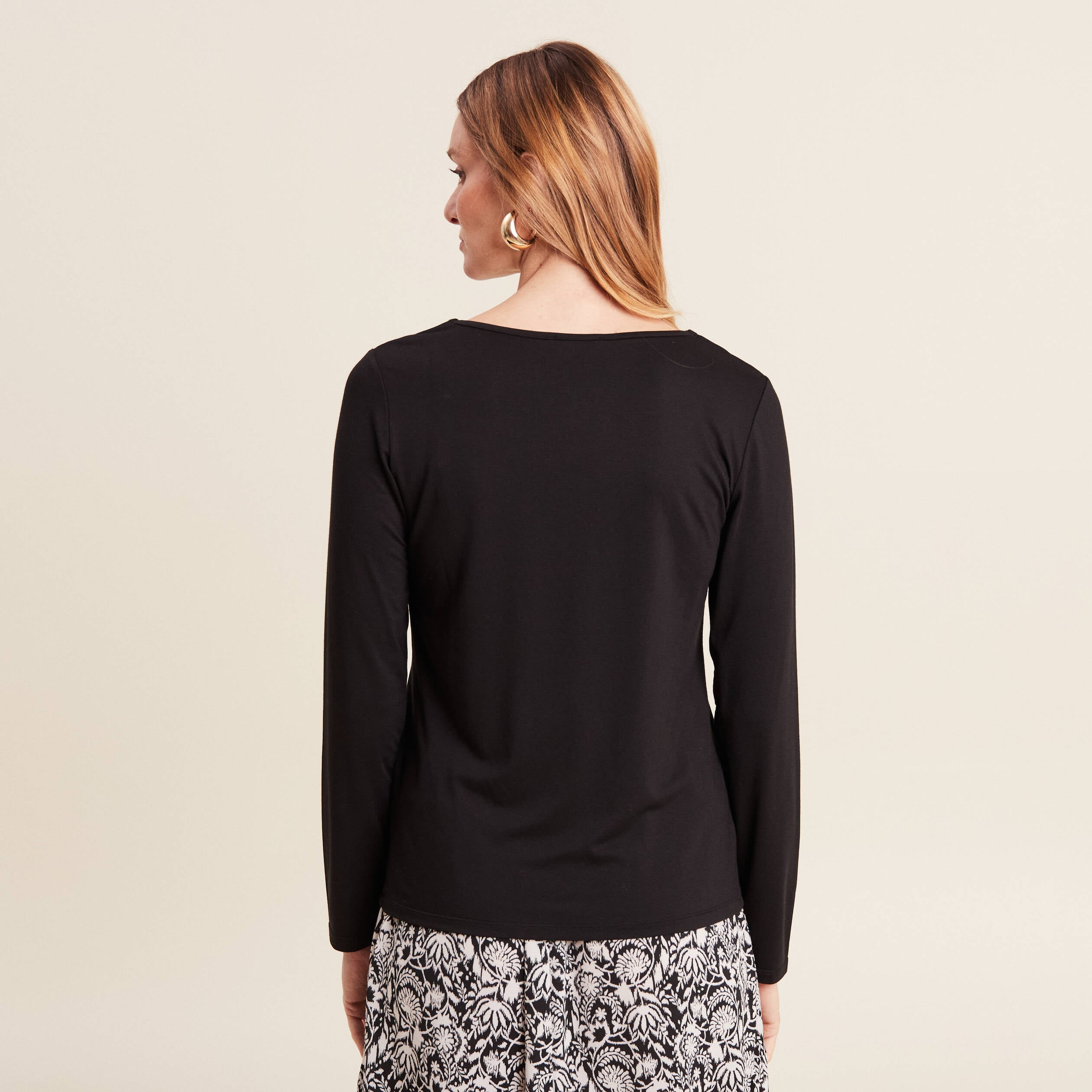 T-shirt thermo-douceur manches longues noir femme
