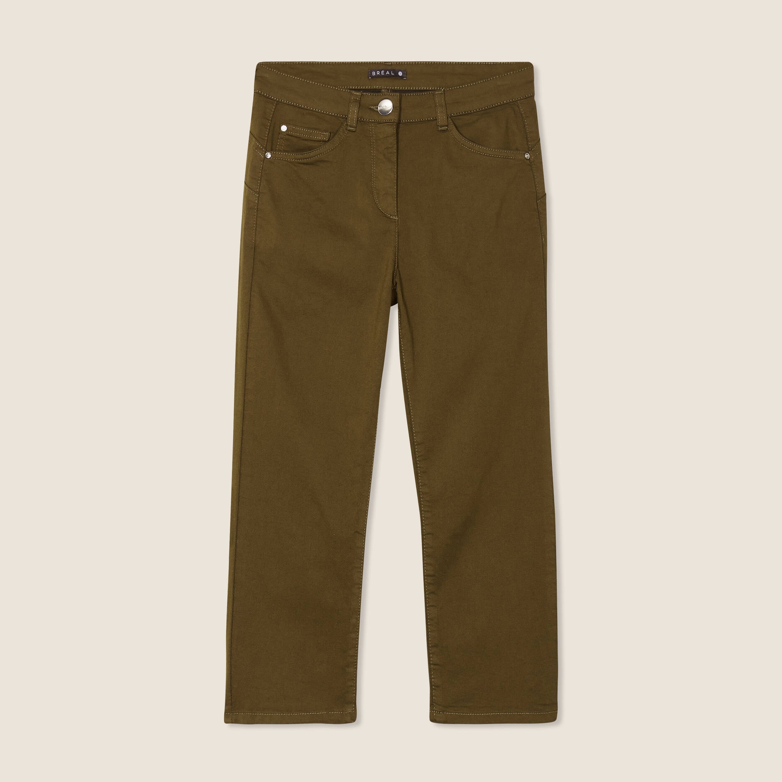 Pantacourt magique Le L&eacute;ger coupe droite vert kaki femme
