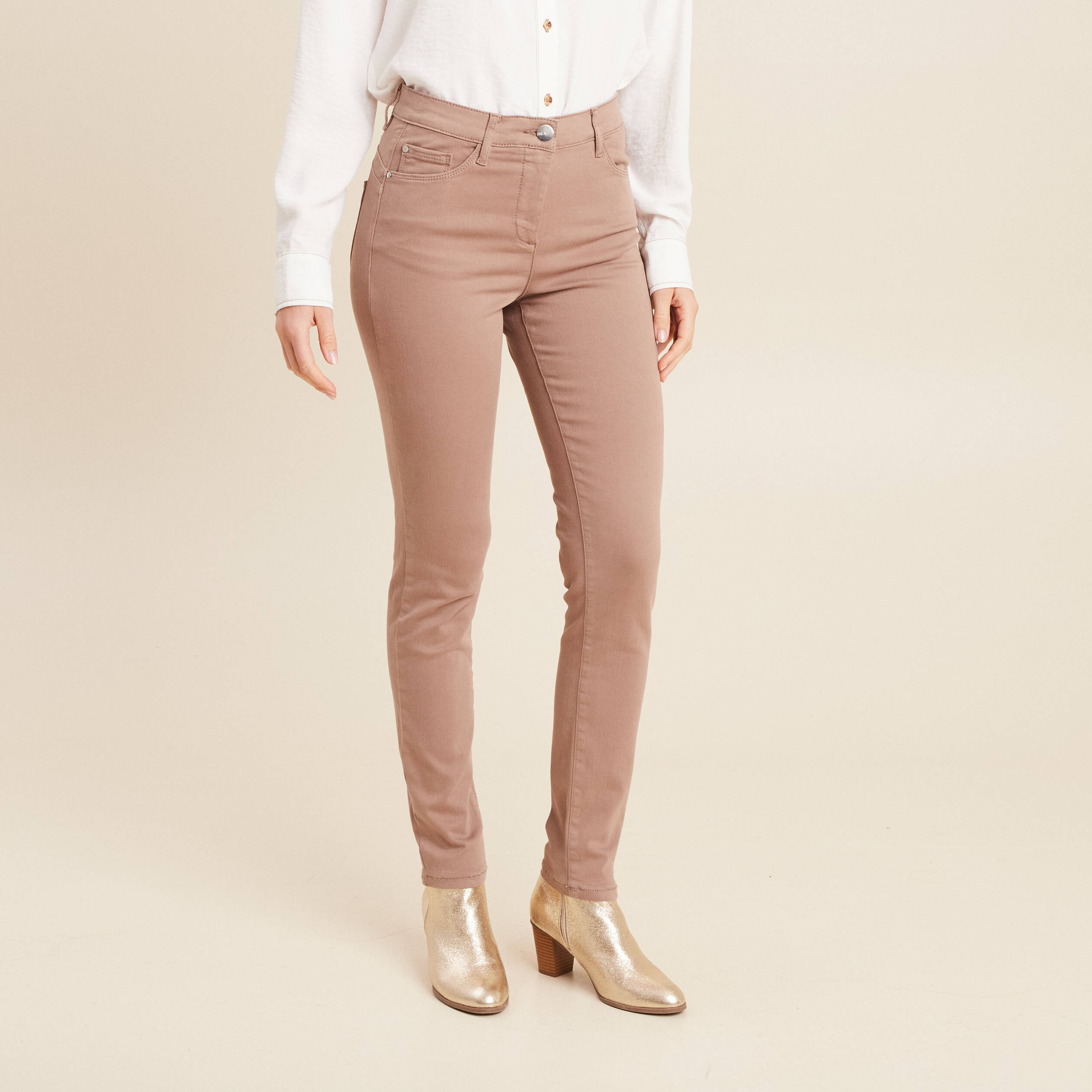 jean magique ajuste taille standard taupe femme Jean magique ajusté taille standard taupe femme
