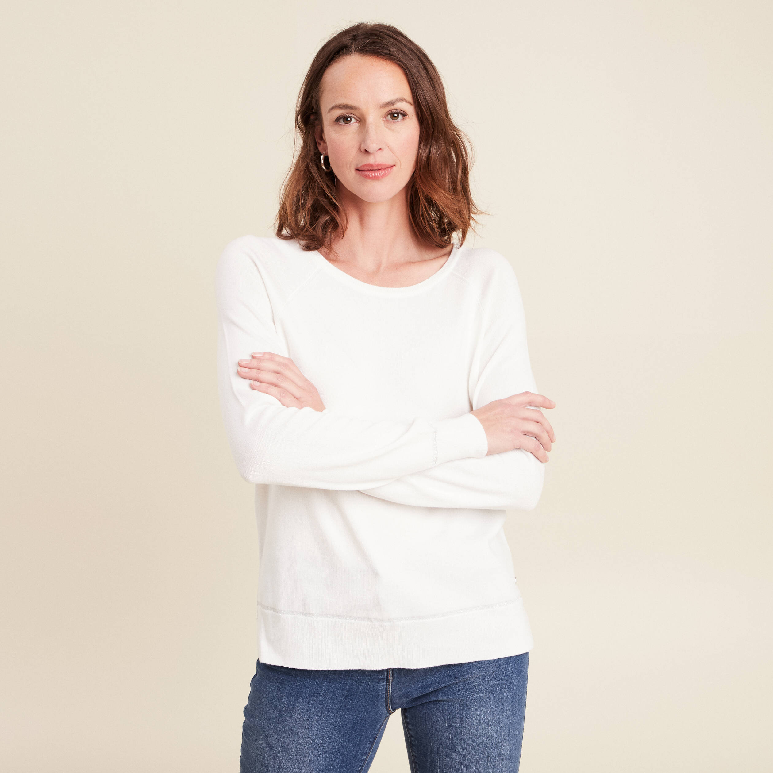 pull col rond ecru femme Pull col rond ecru femme