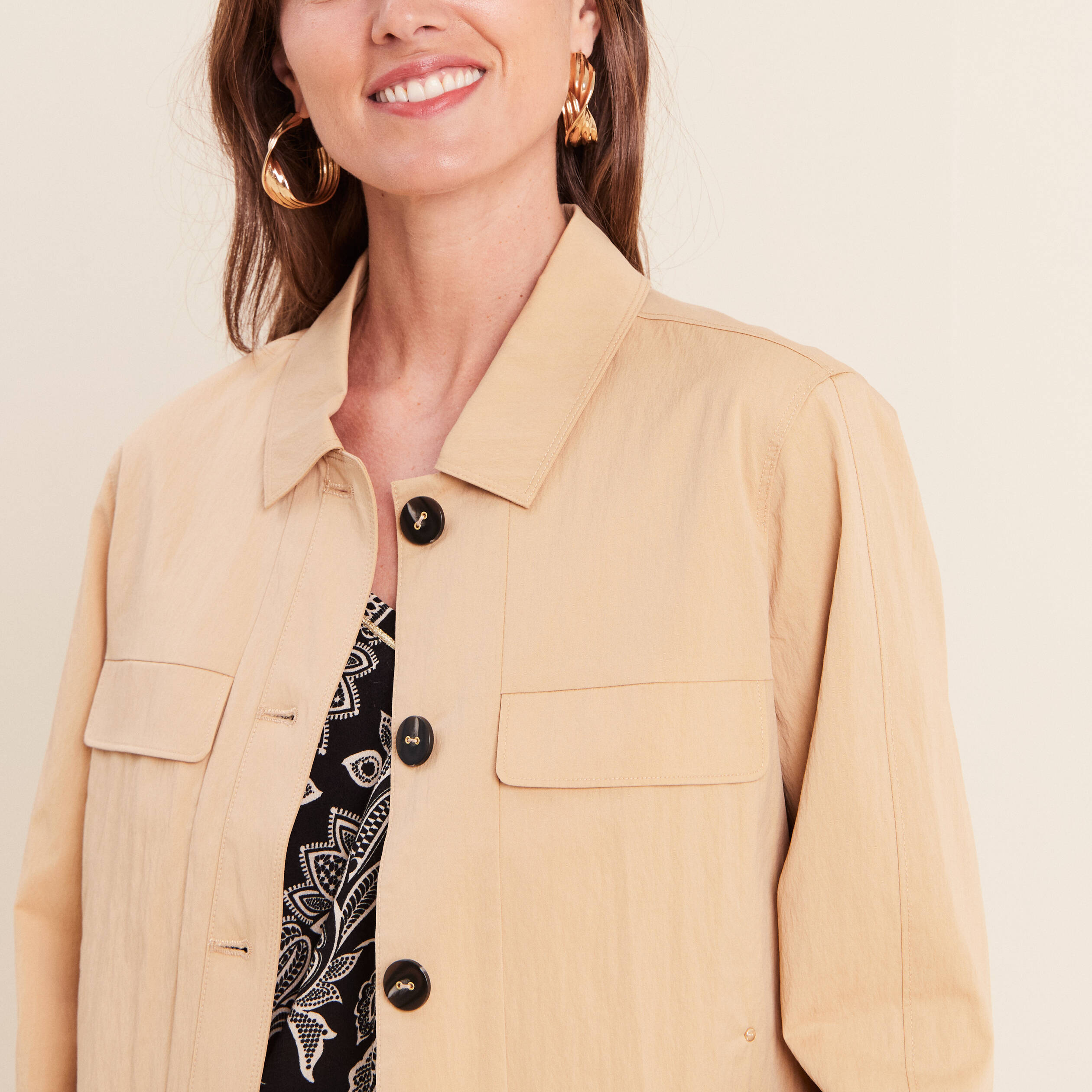 Veste doubl&eacute;e beige femme