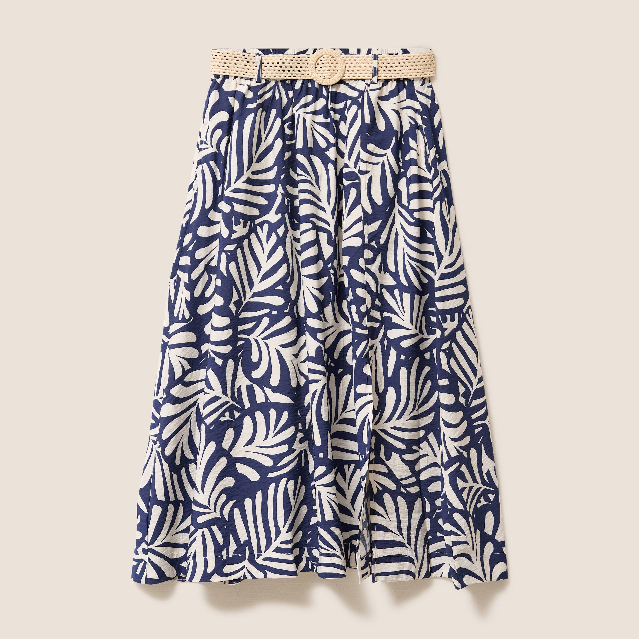 Jupe longue &eacute;vas&eacute;e fendue bleu femme
