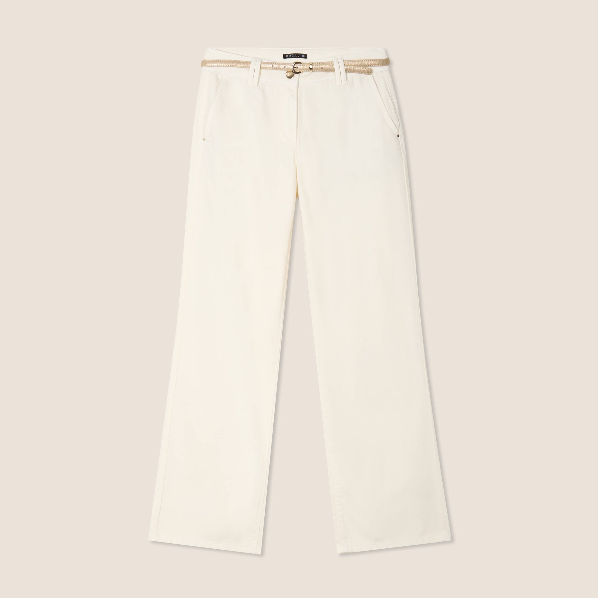 pantalon droit taille basculee ecru femme Pantalon droit taille basculée ecru femme