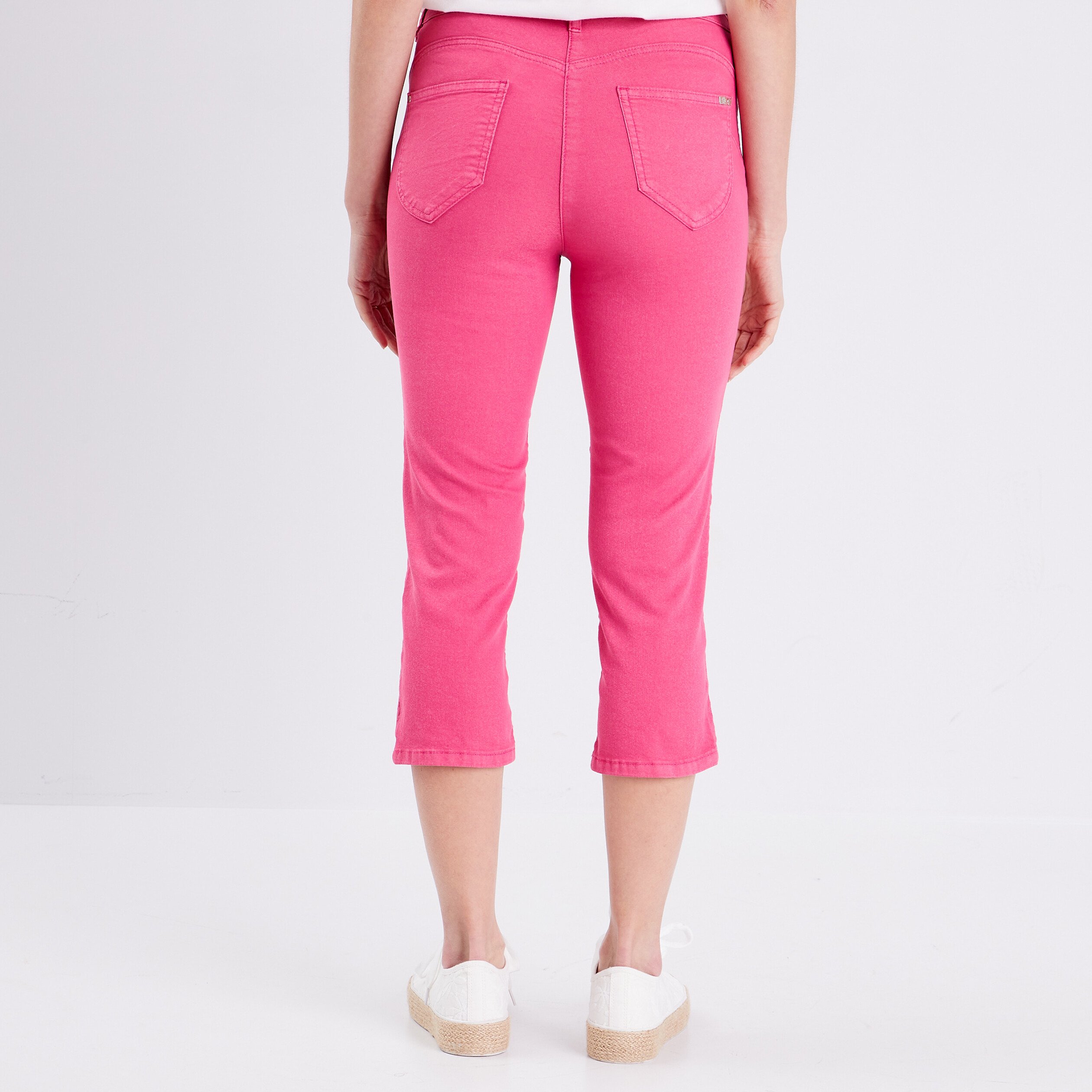pantacourt droit taille standard rose framboise femme Pantacourt droit taille standard rose framboise femme