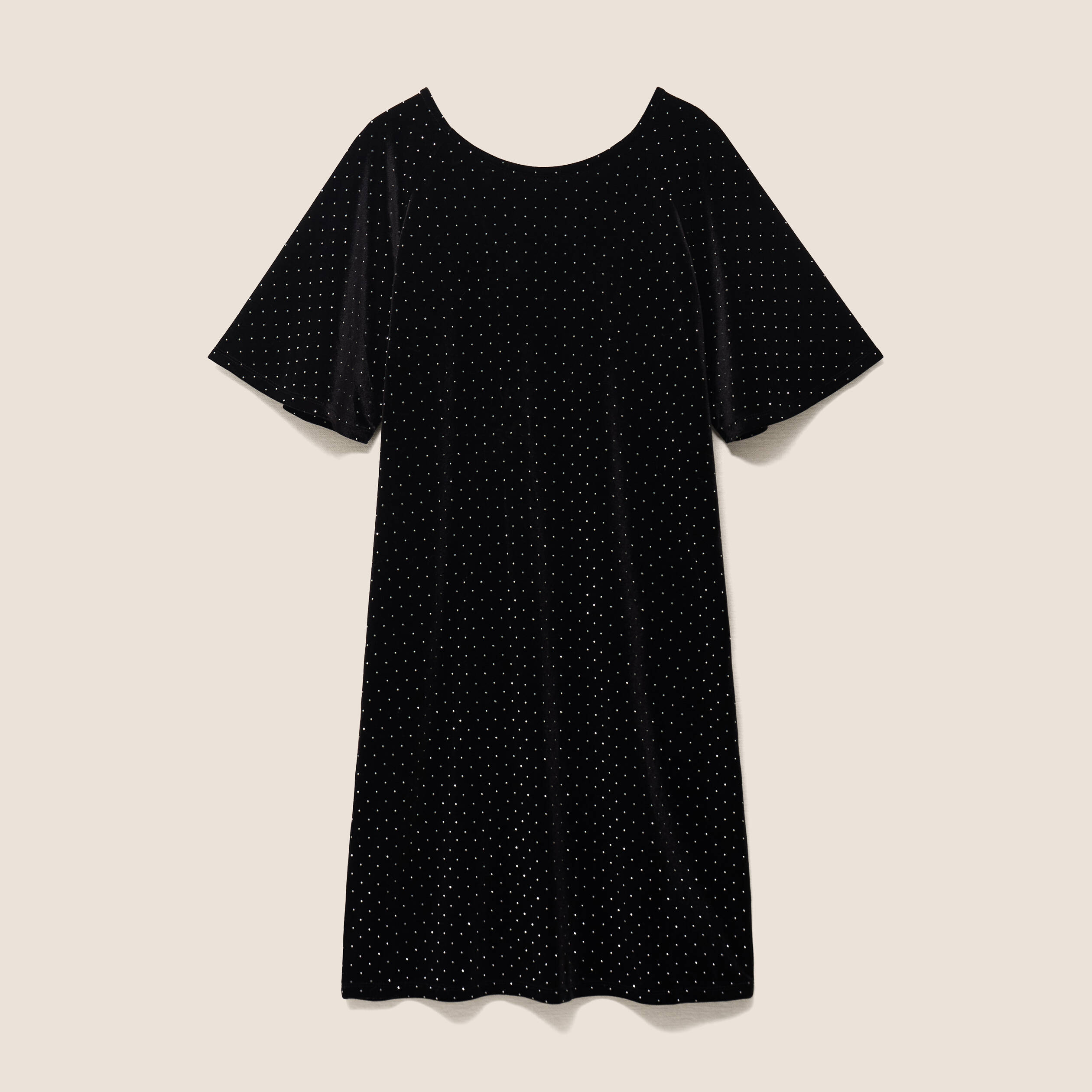 Robe droite courte manches coudes noir femme