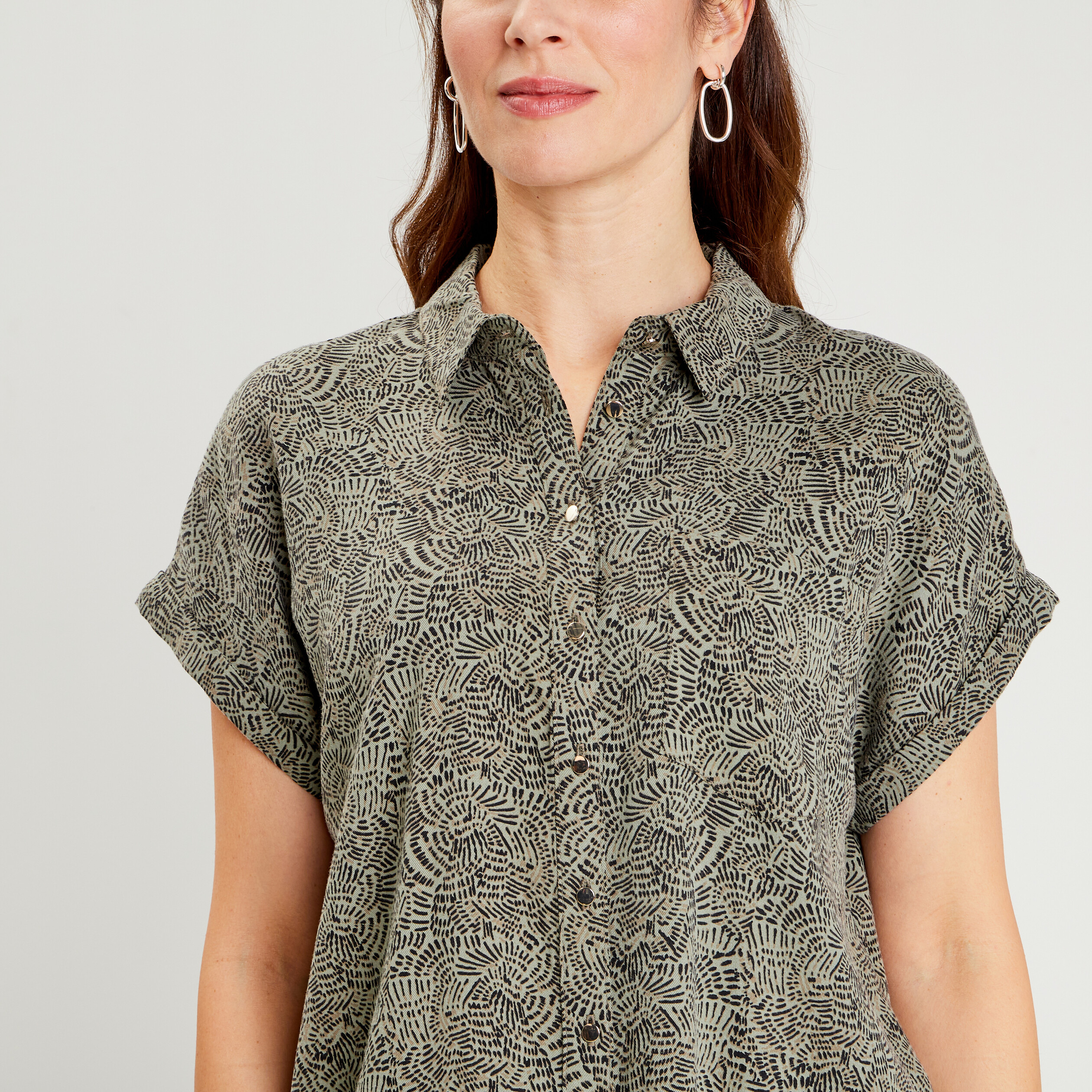 chemise manches courtes vert kaki femme Chemise manches courtes vert kaki femme