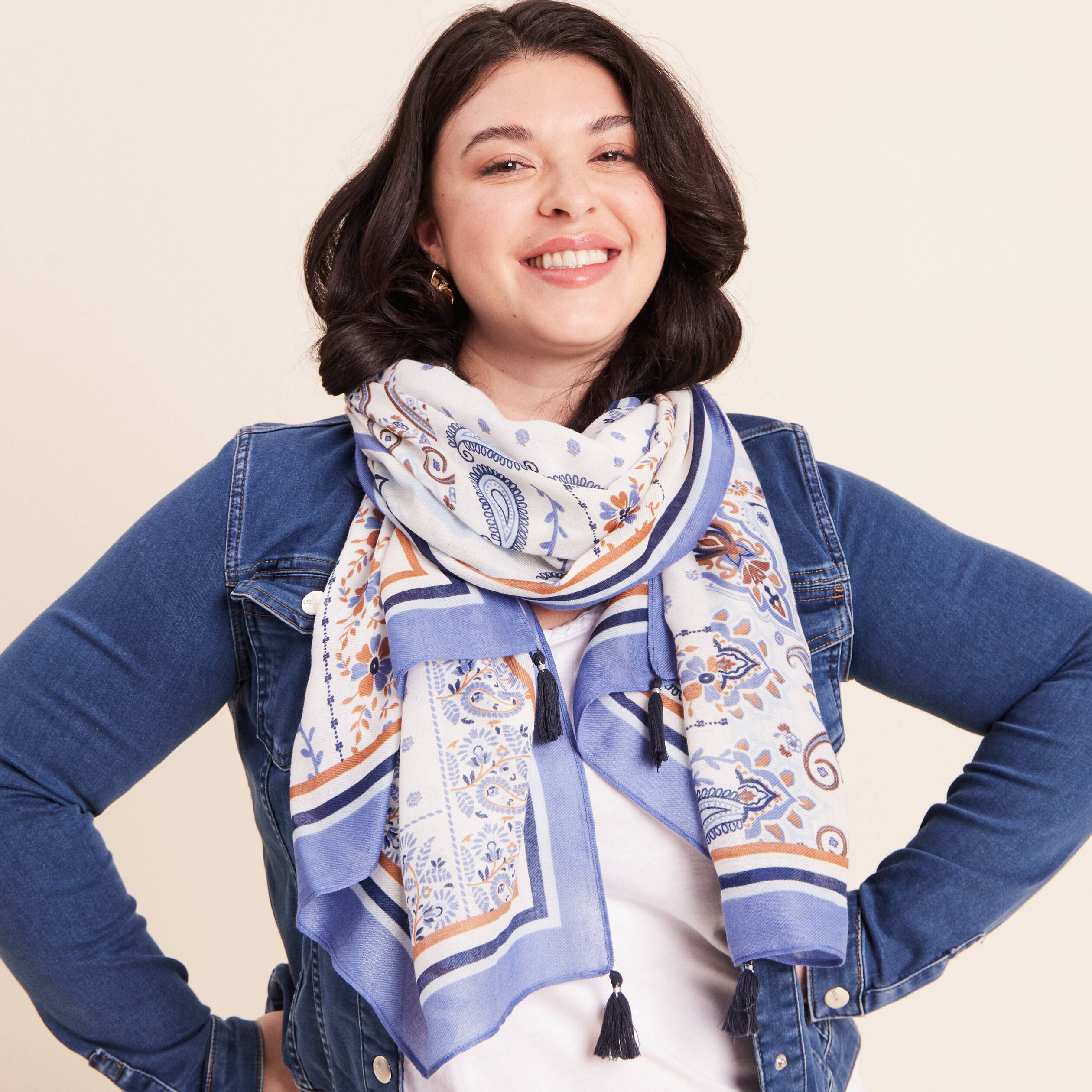 Foulard bleu marine femme