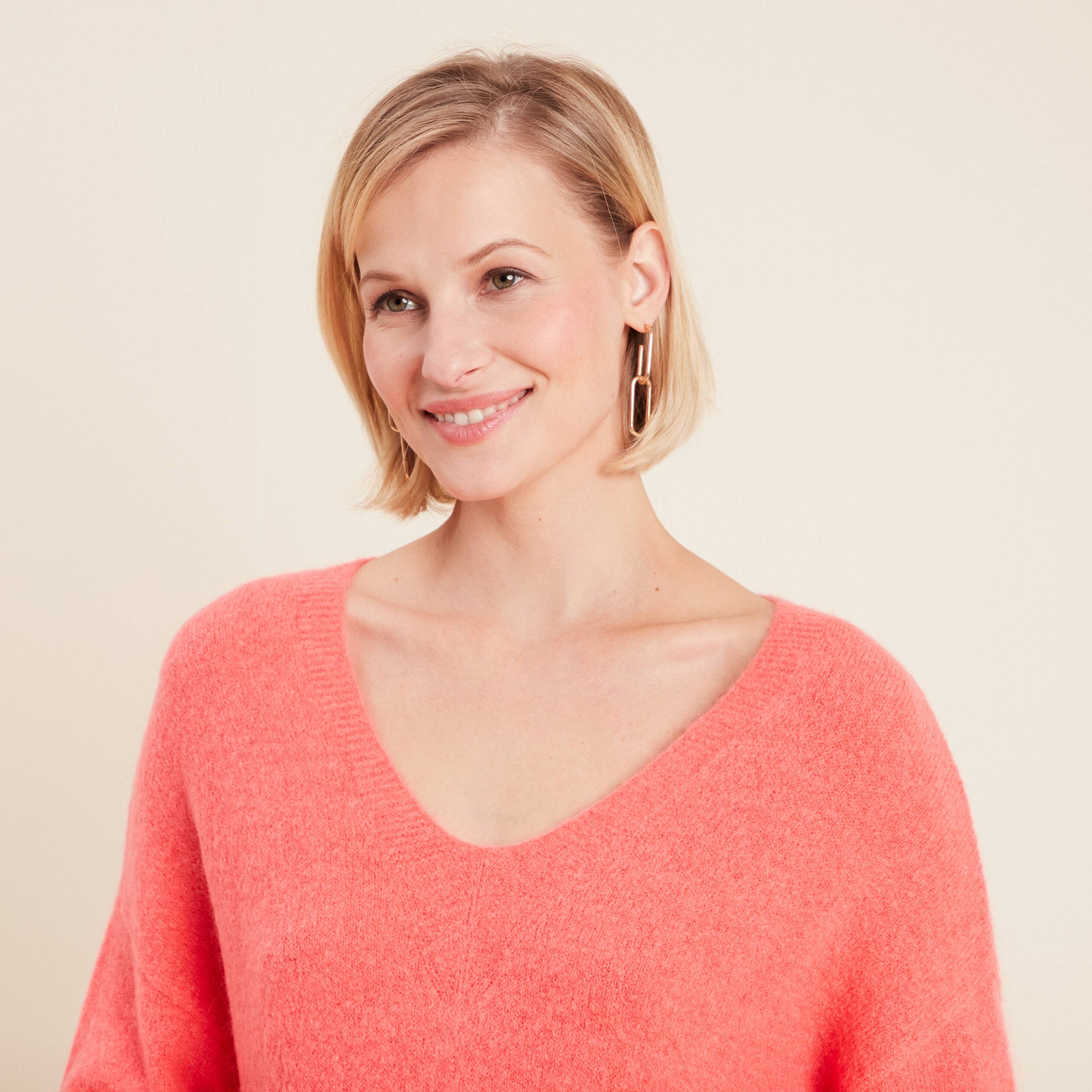 pull manches longues rose vif femme Pull manches longues rose vif femme