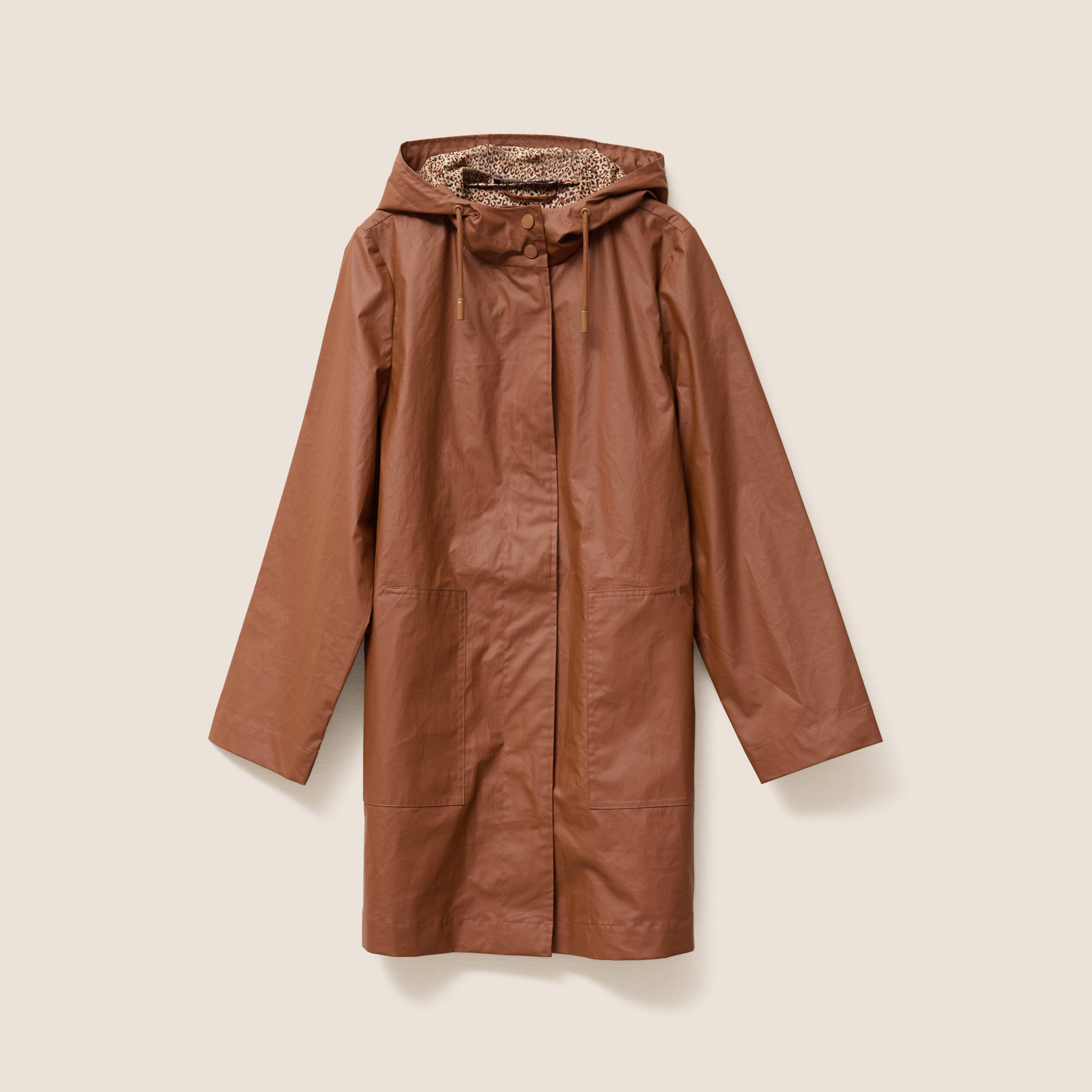 Parka à capuche marron foncé femme