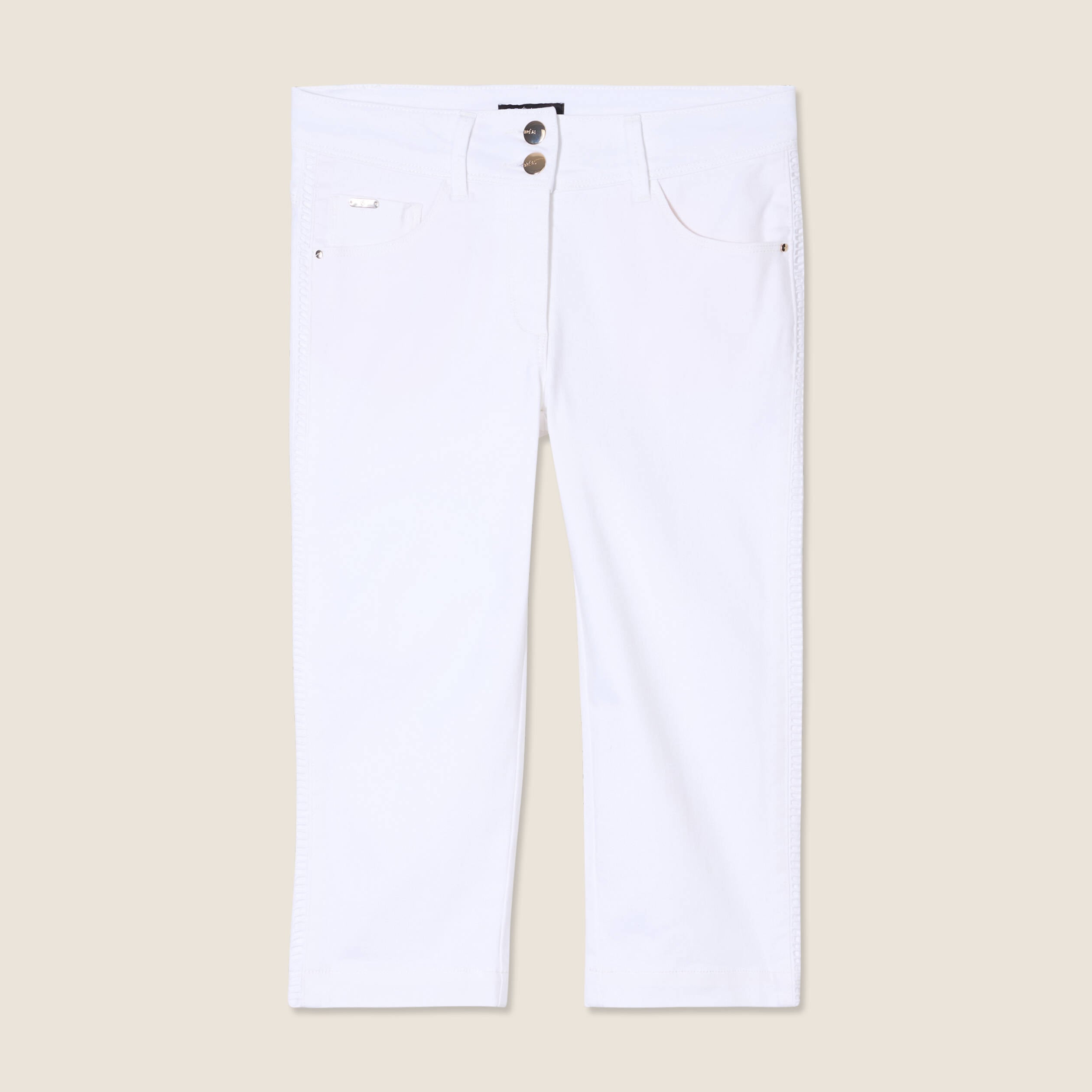 Pantacourt droit 5 poches blanc femme