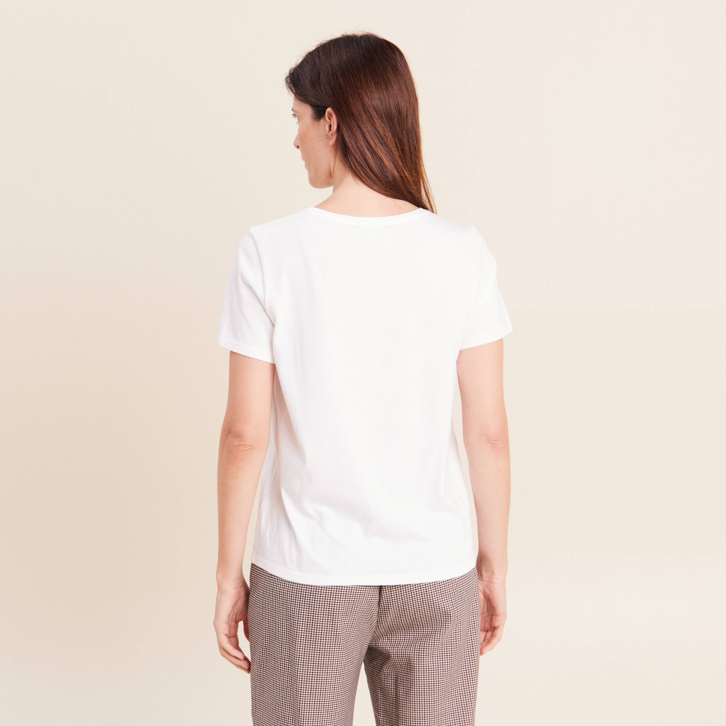 T-shirt d&eacute;tails bijout&eacute;s blanc femme