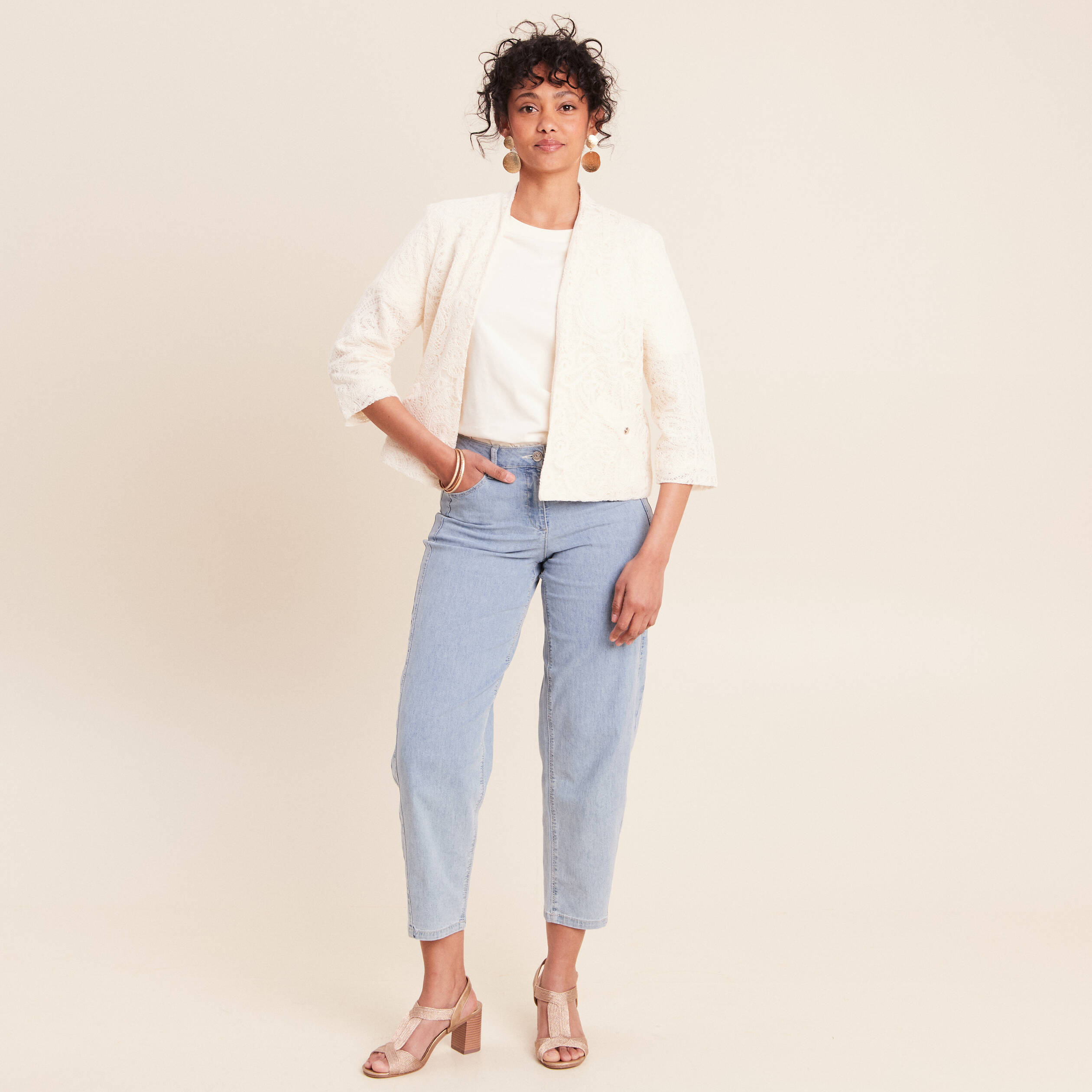 T-shirt manches courtes ecru femme