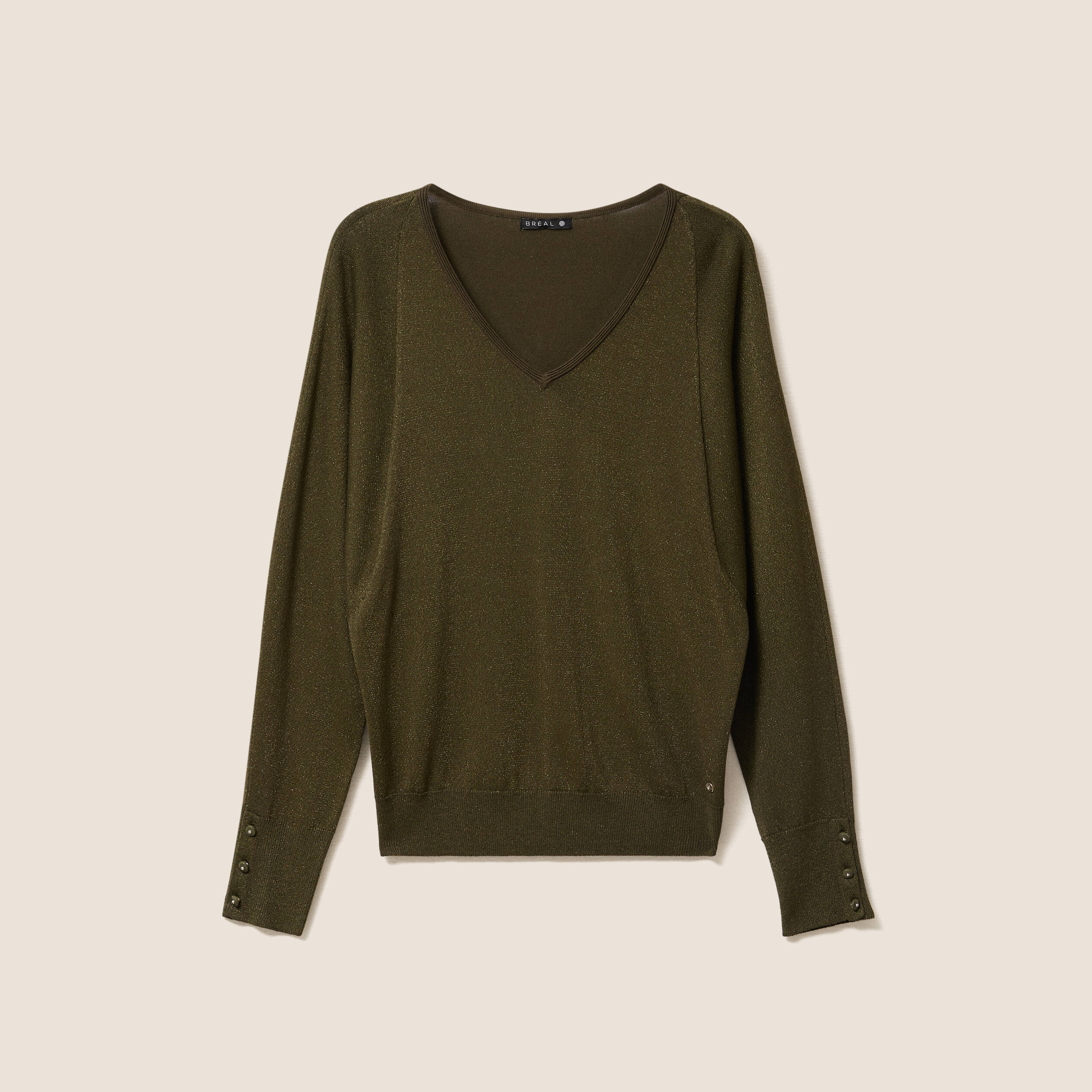 Pull manches longues vert kaki femme