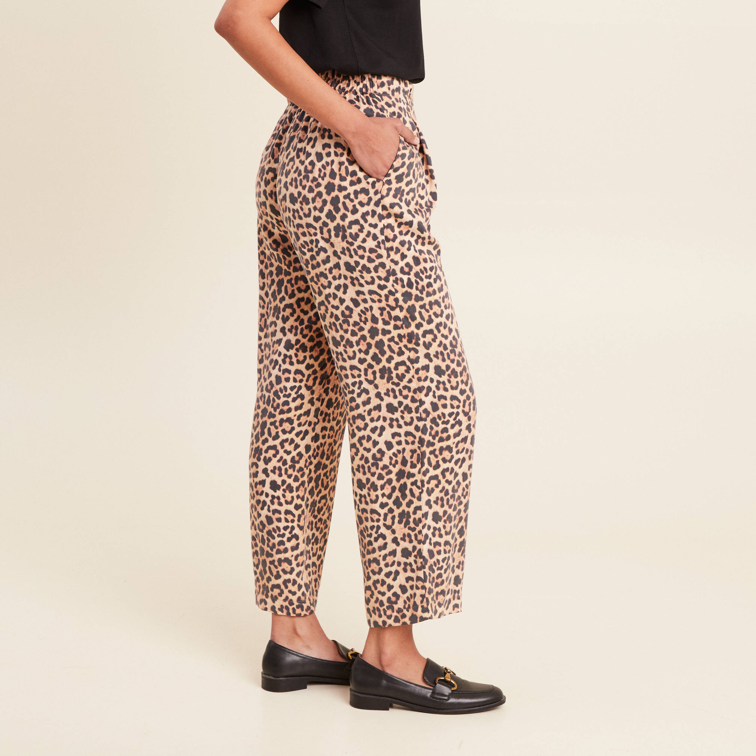 pantalon flou taille haute sable femme Pantalon flou taille haute sable femme