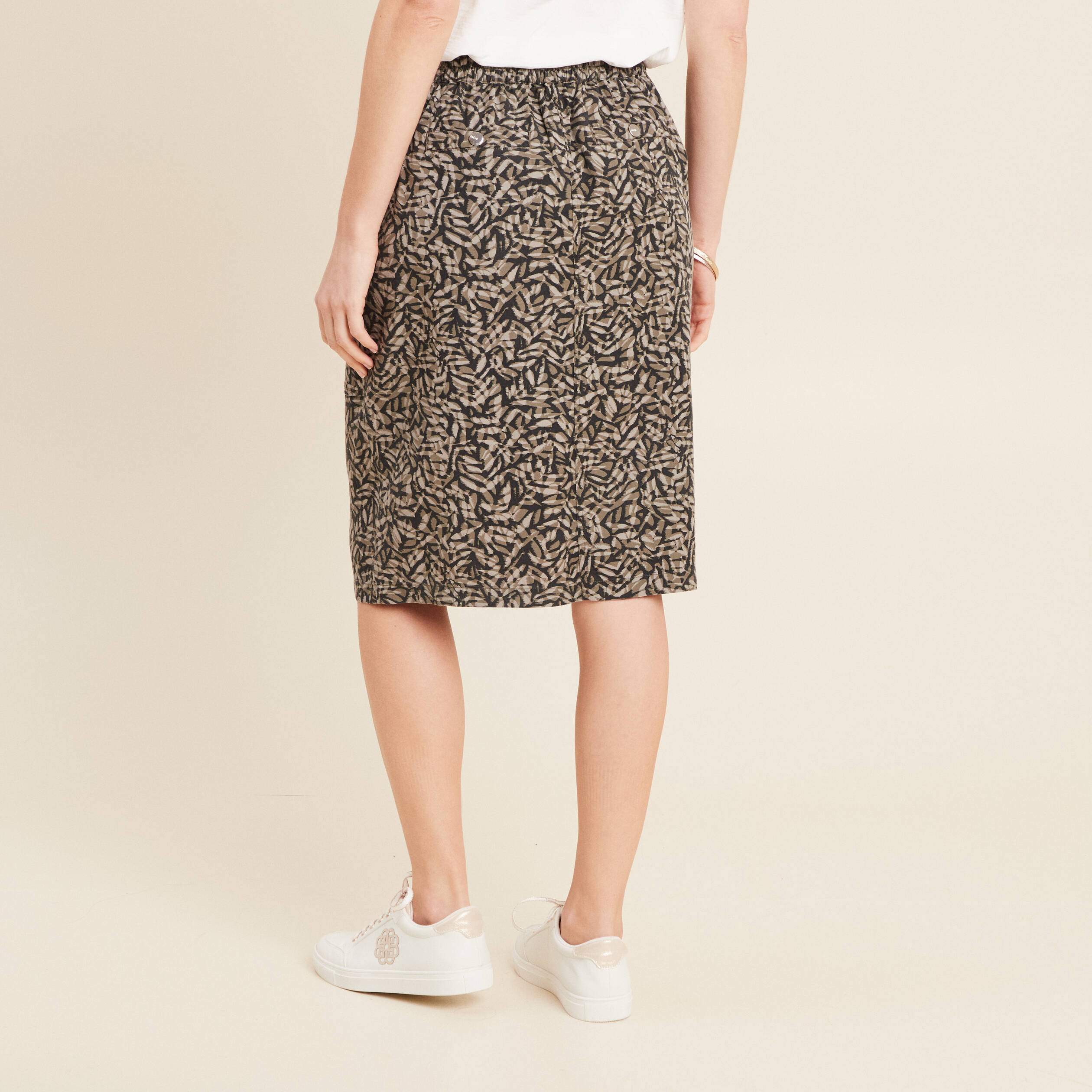 jupe droite a coulisse vert kaki femme Jupe droite à coulisse vert kaki femme