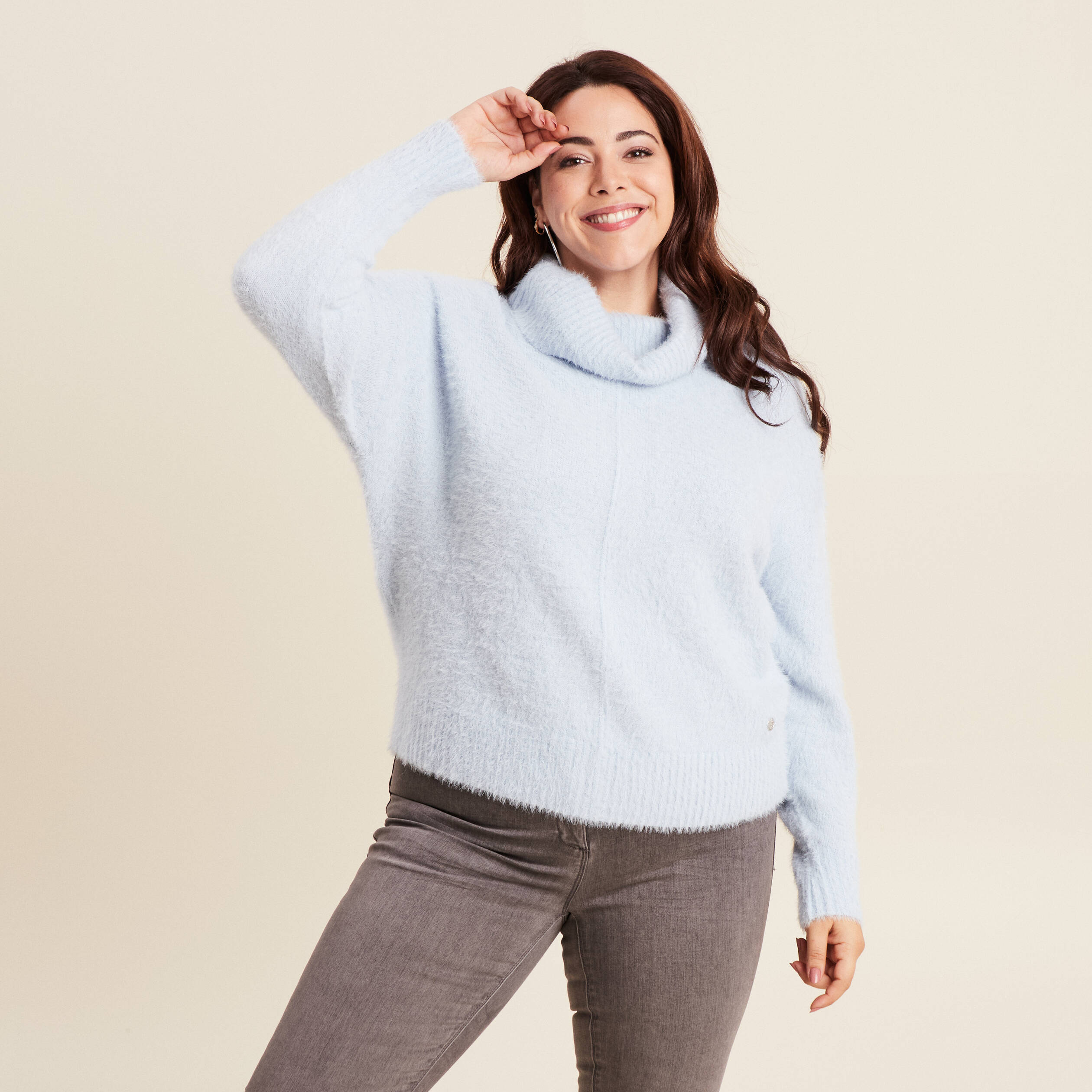 pull manches longues bleu pastel femme Pull manches longues bleu pastel femme