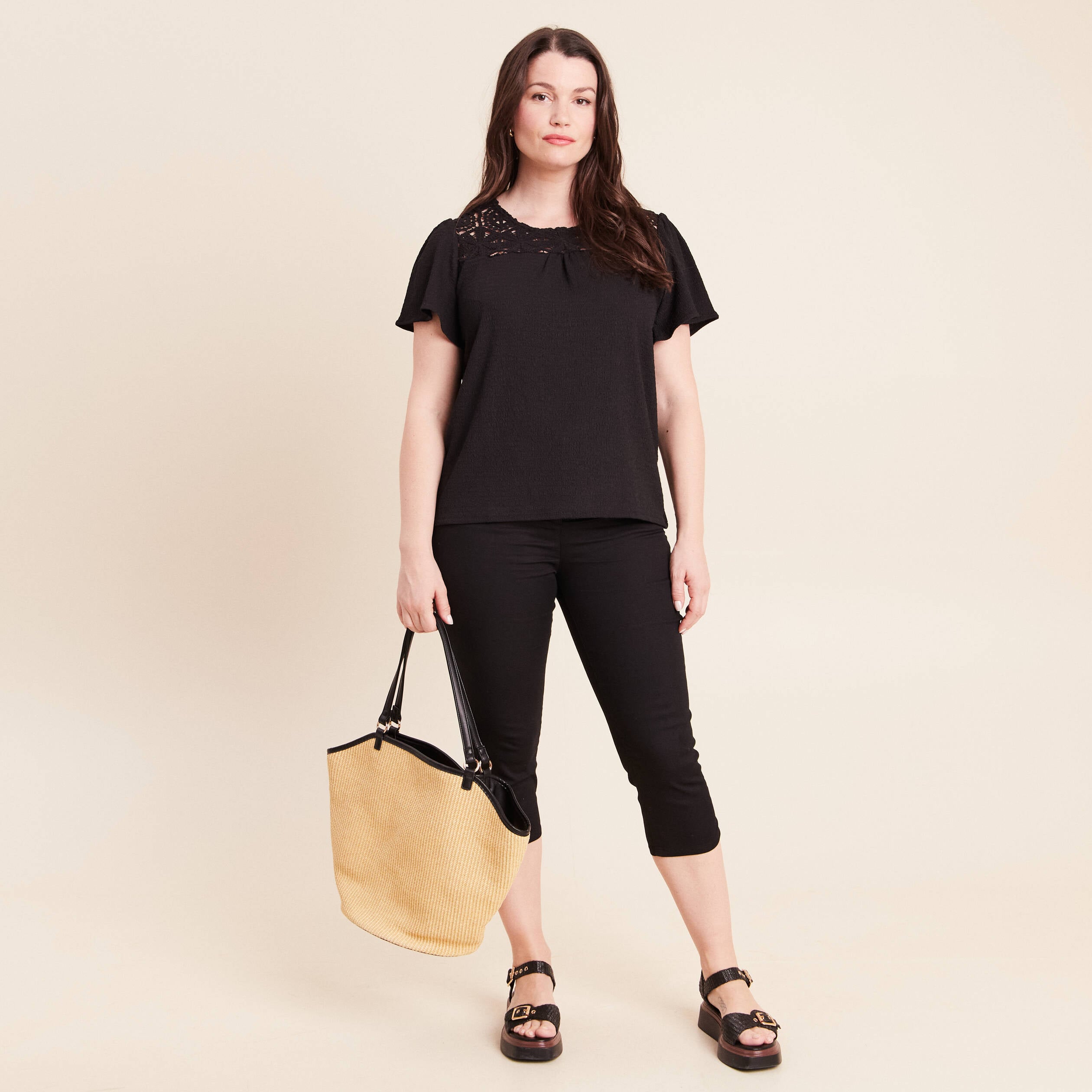 T-shirt manches courtes noir femme