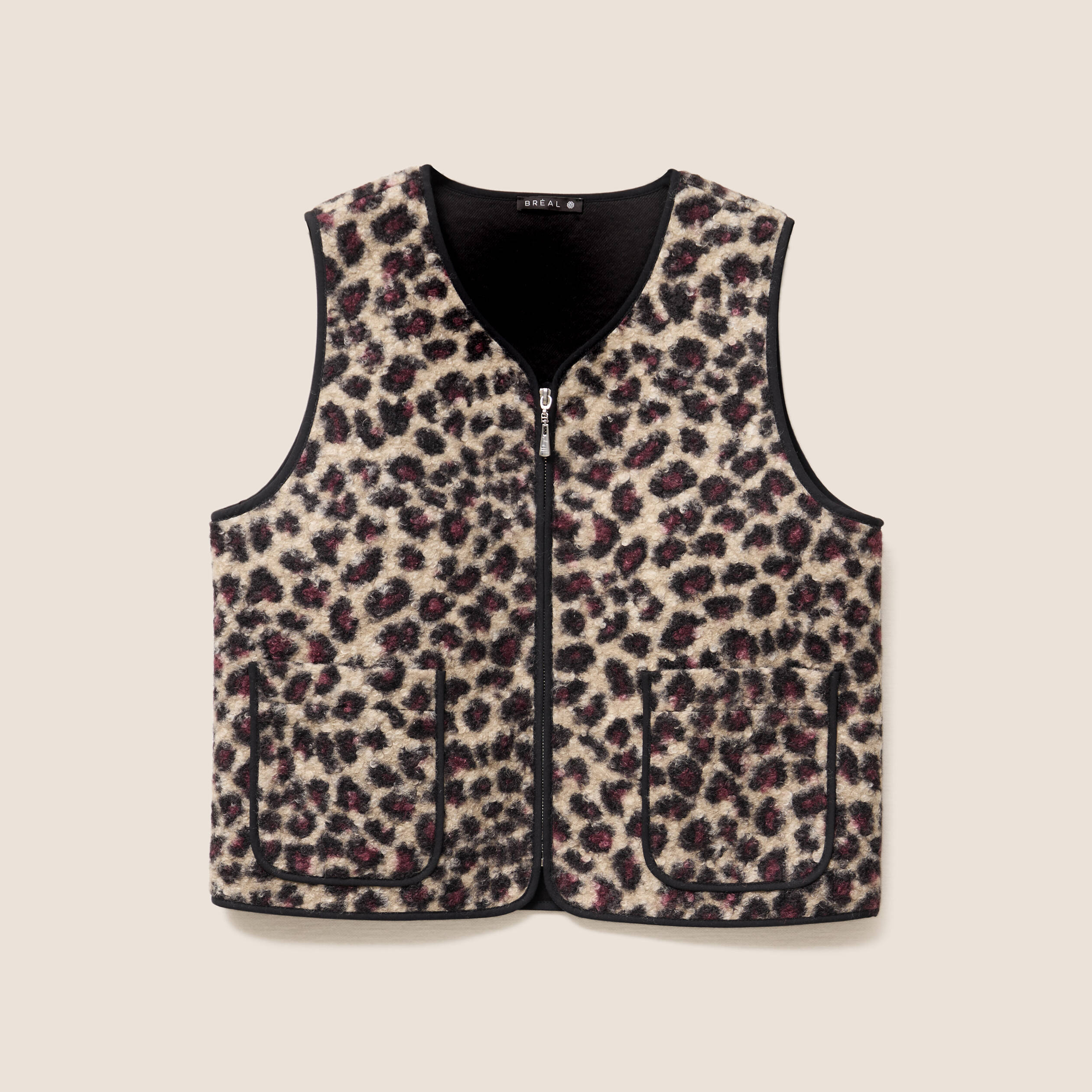 Gilet sans manches laine mouton beige femme