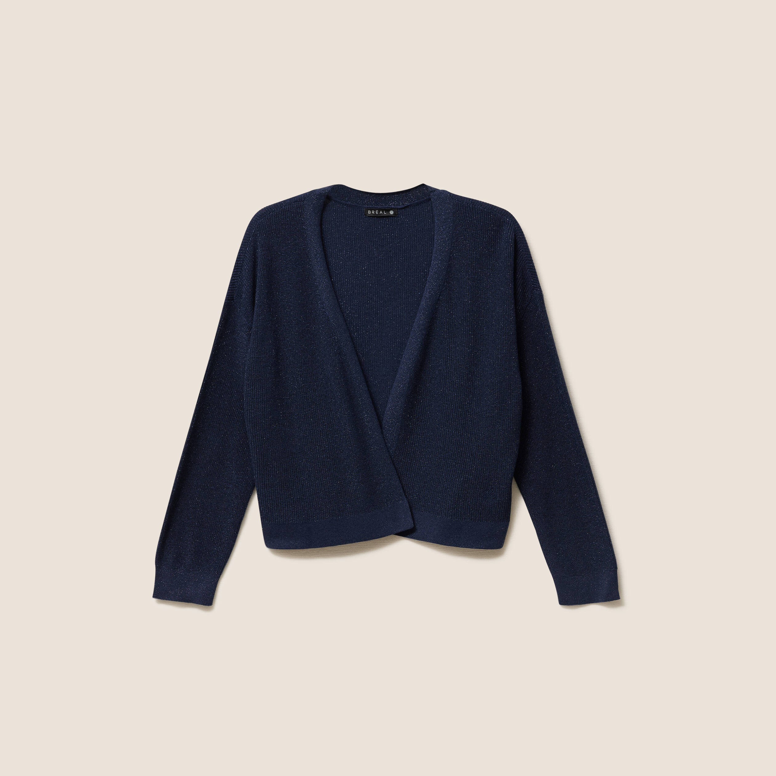 Gilet manches longues brillant bleu marine femme