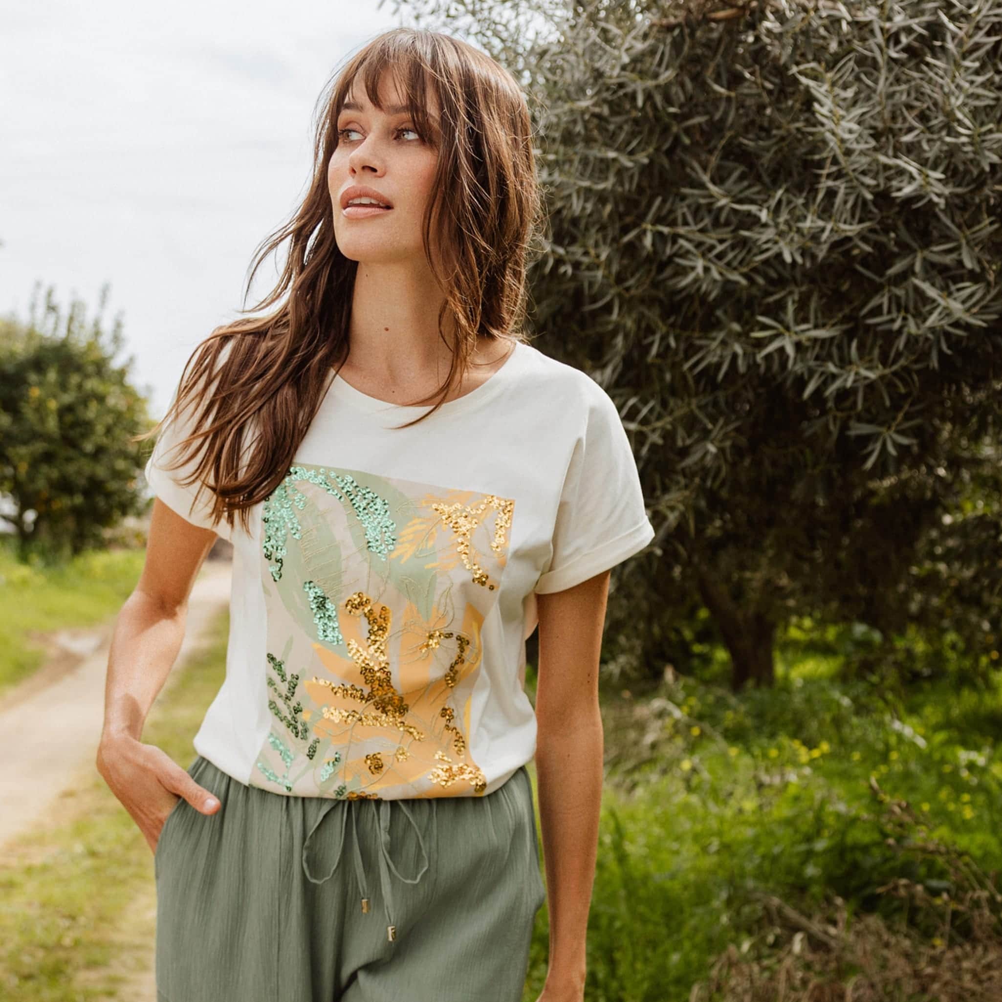 t shirt manches courtes ecru femme T-shirt manches courtes ecru femme