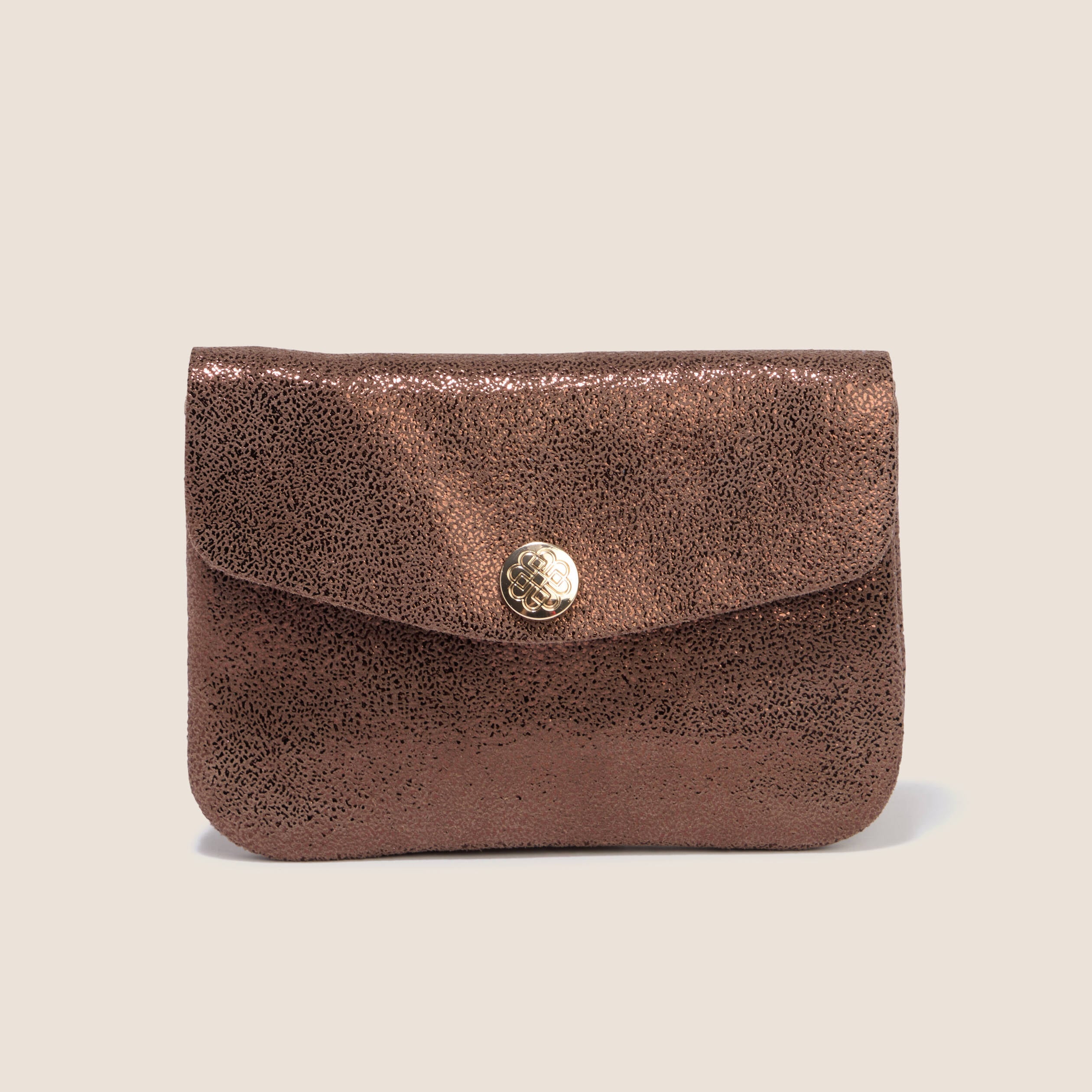 Porte-monnaie en cro&ucirc;te de cuir couleur cuivre femme
