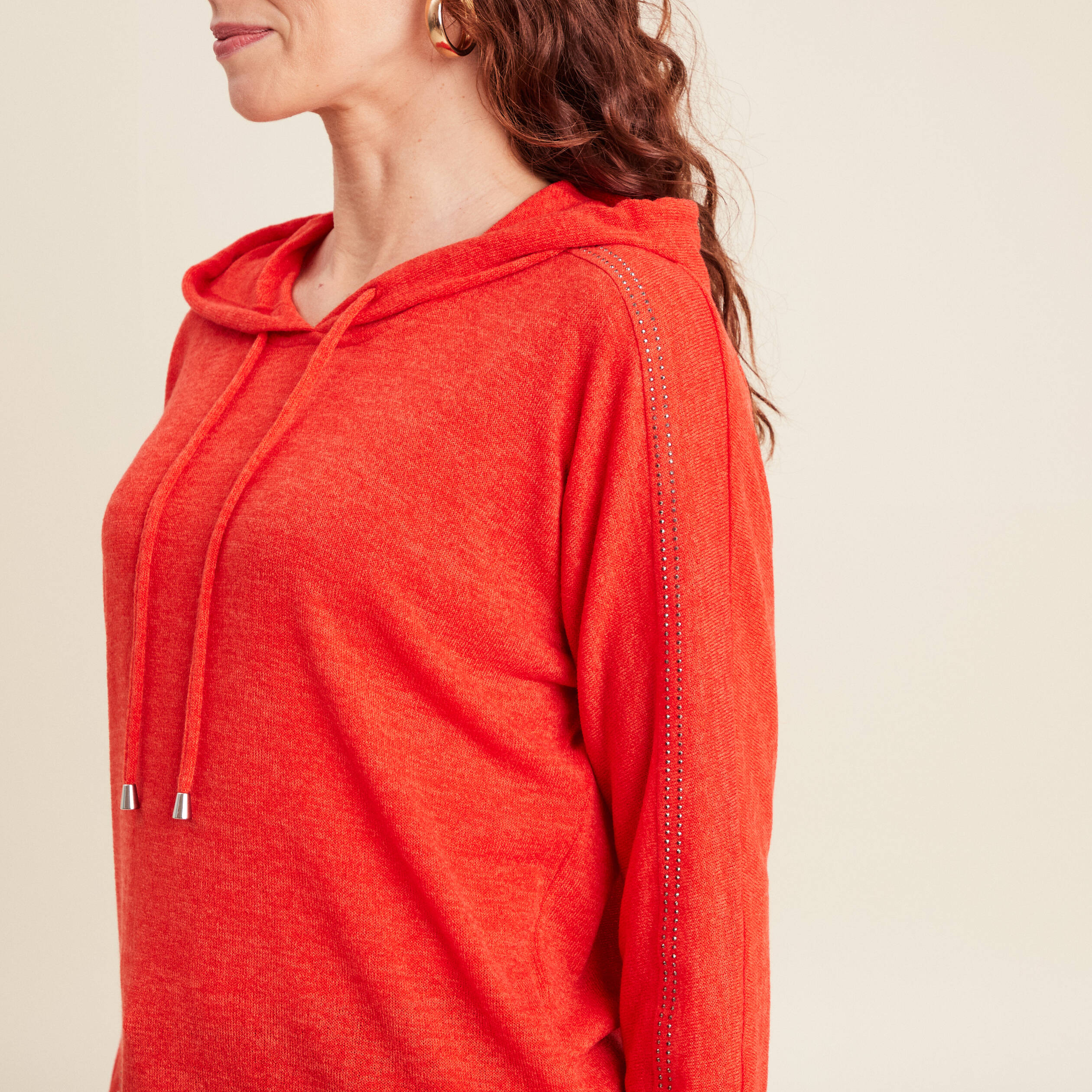 Sweat &agrave; capuche orange fonc&eacute; femme