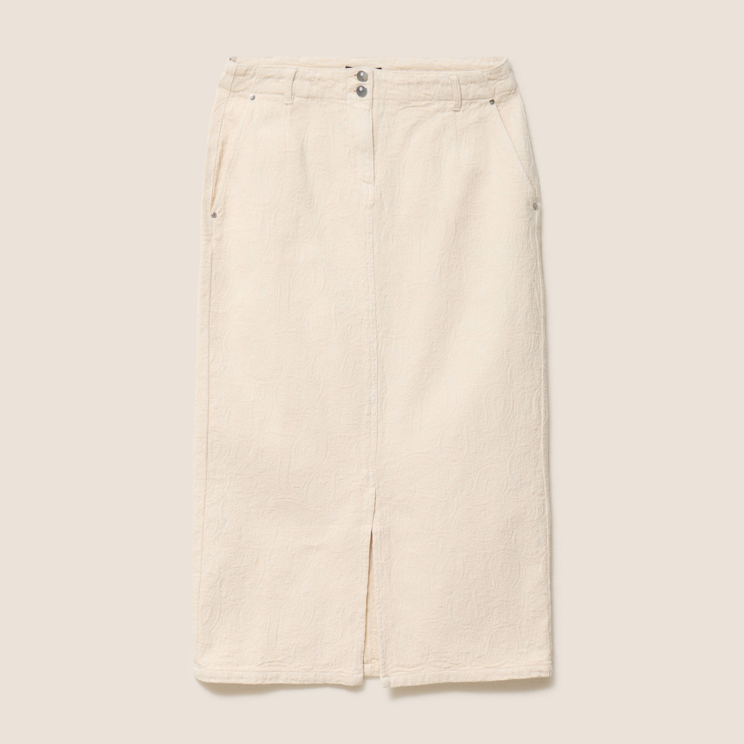 Jupe en coton taille standard ivoire femme