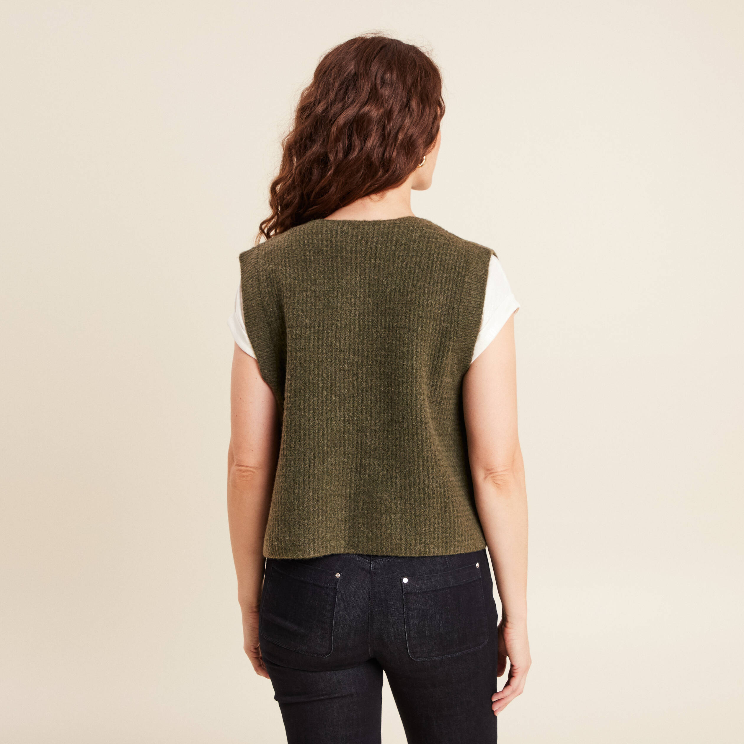 Gilet sans manches vert kaki femme
