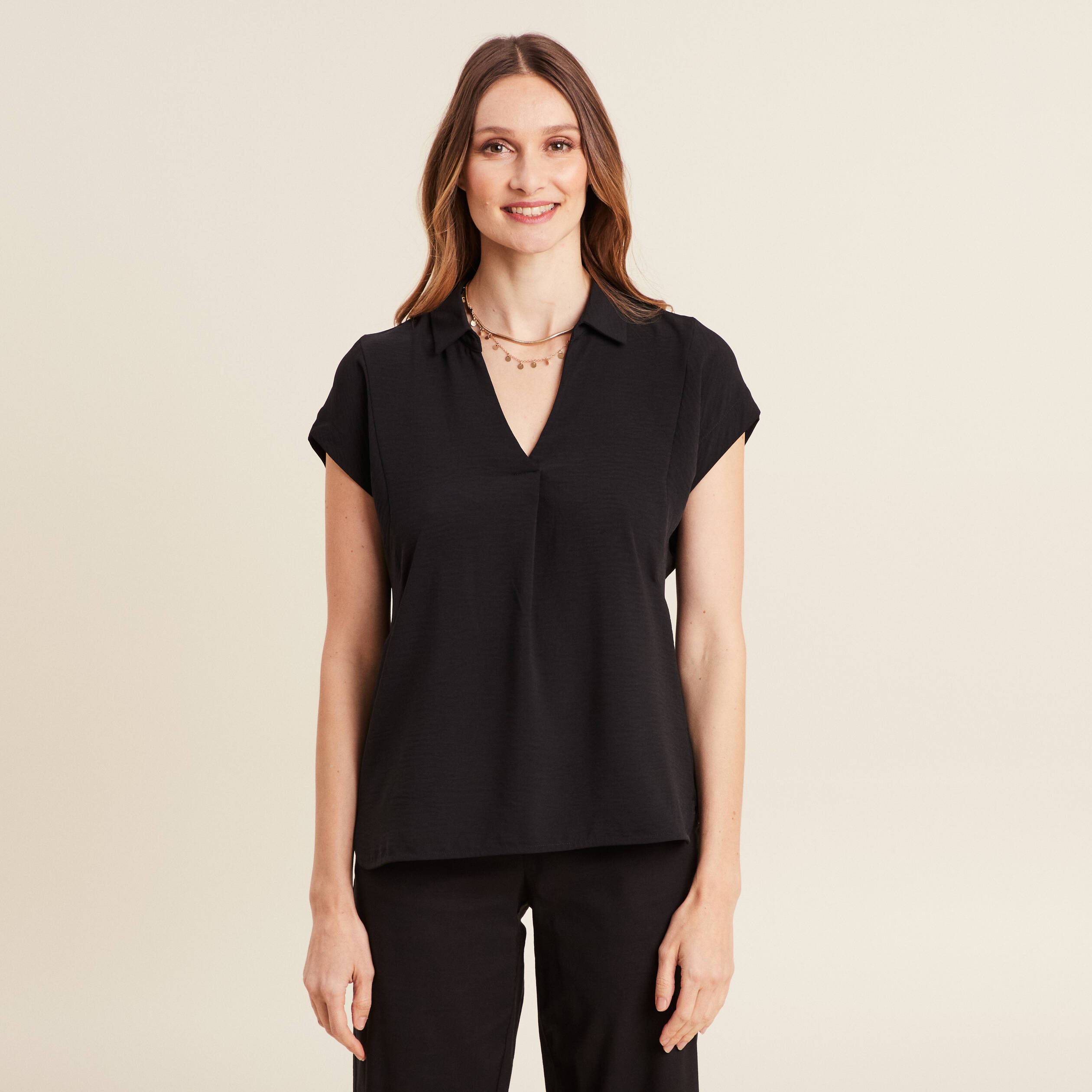 blouse manches courtes noir femme Blouse manches courtes noir femme