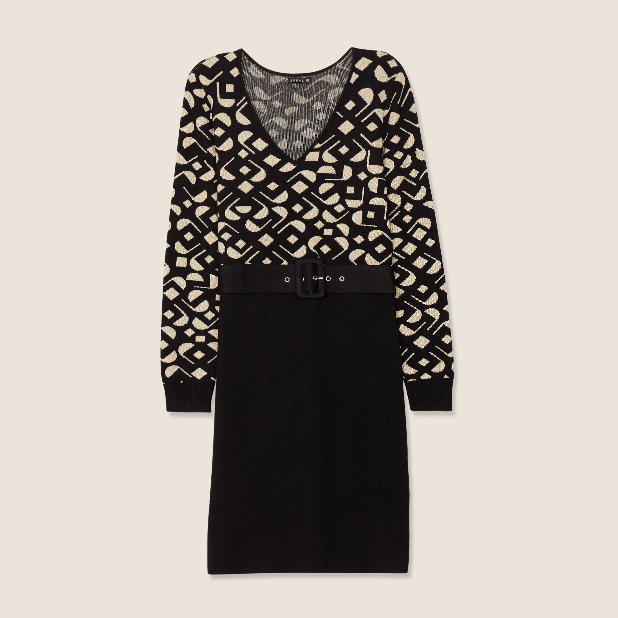 robe tricot ajustee 2 en 1 noir femme Robe tricot ajustée 2-en-1 noir femme