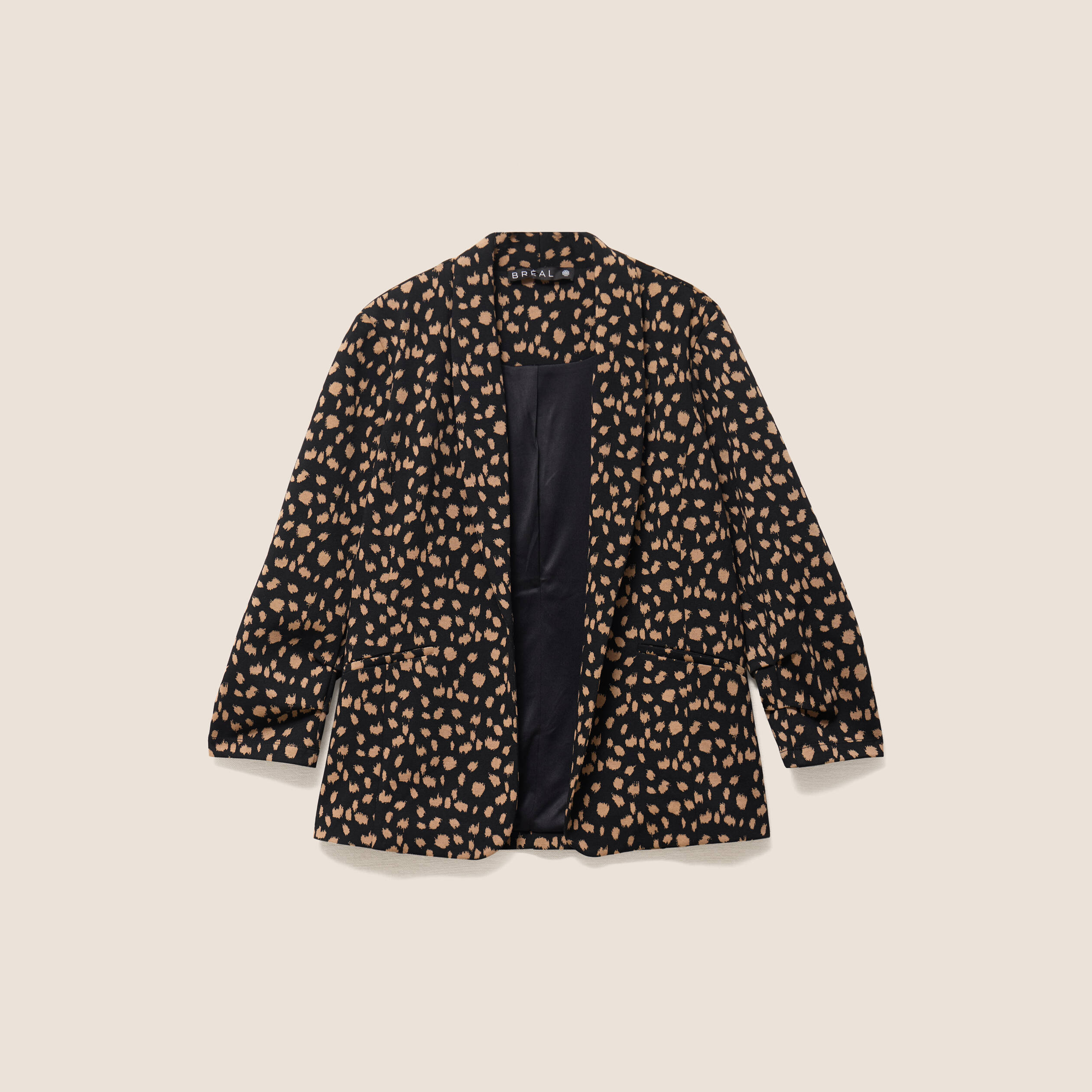 Blazer droit jacquard col tailleur noir femme