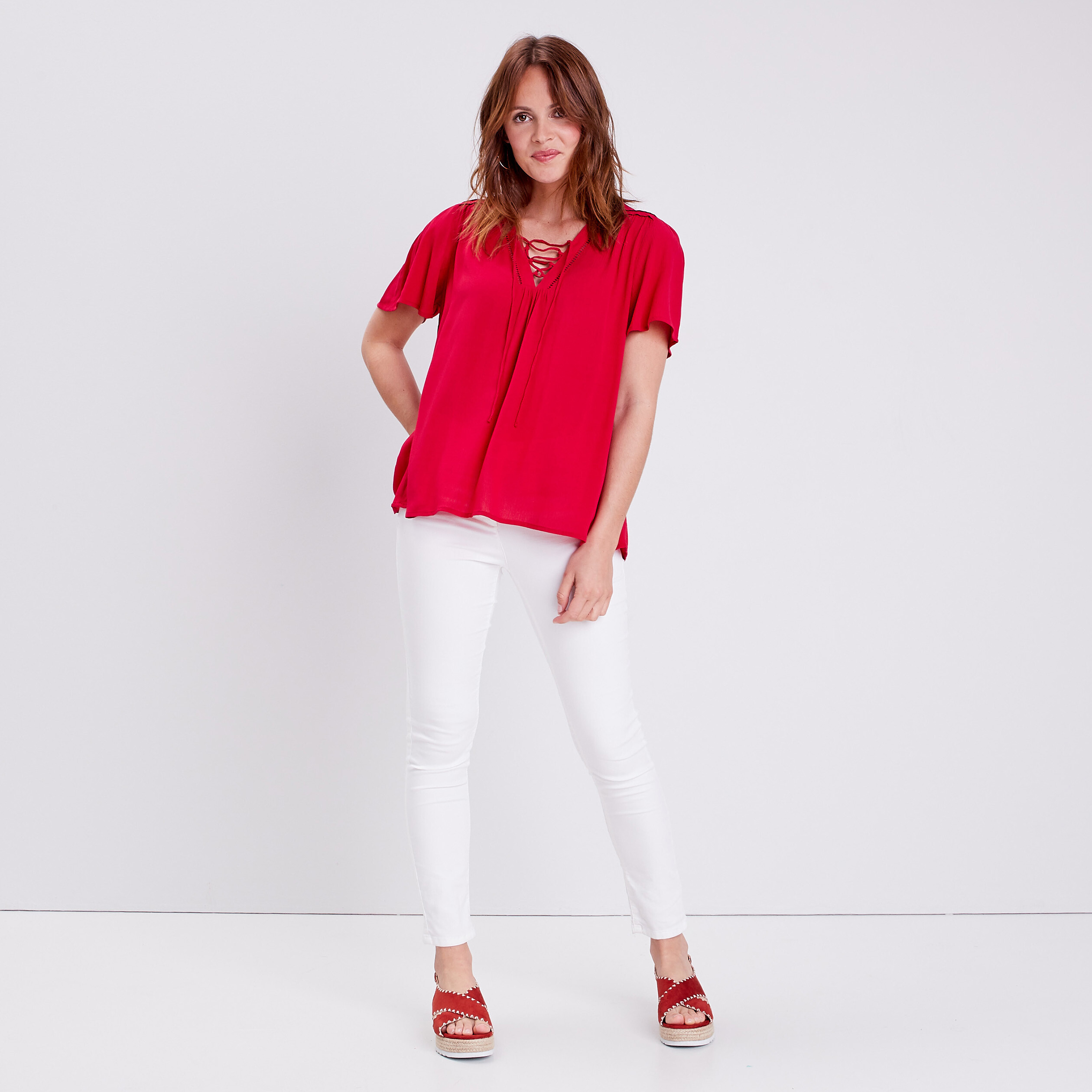 blouse manches courtes rose framboise femme Blouse manches courtes rose framboise femme