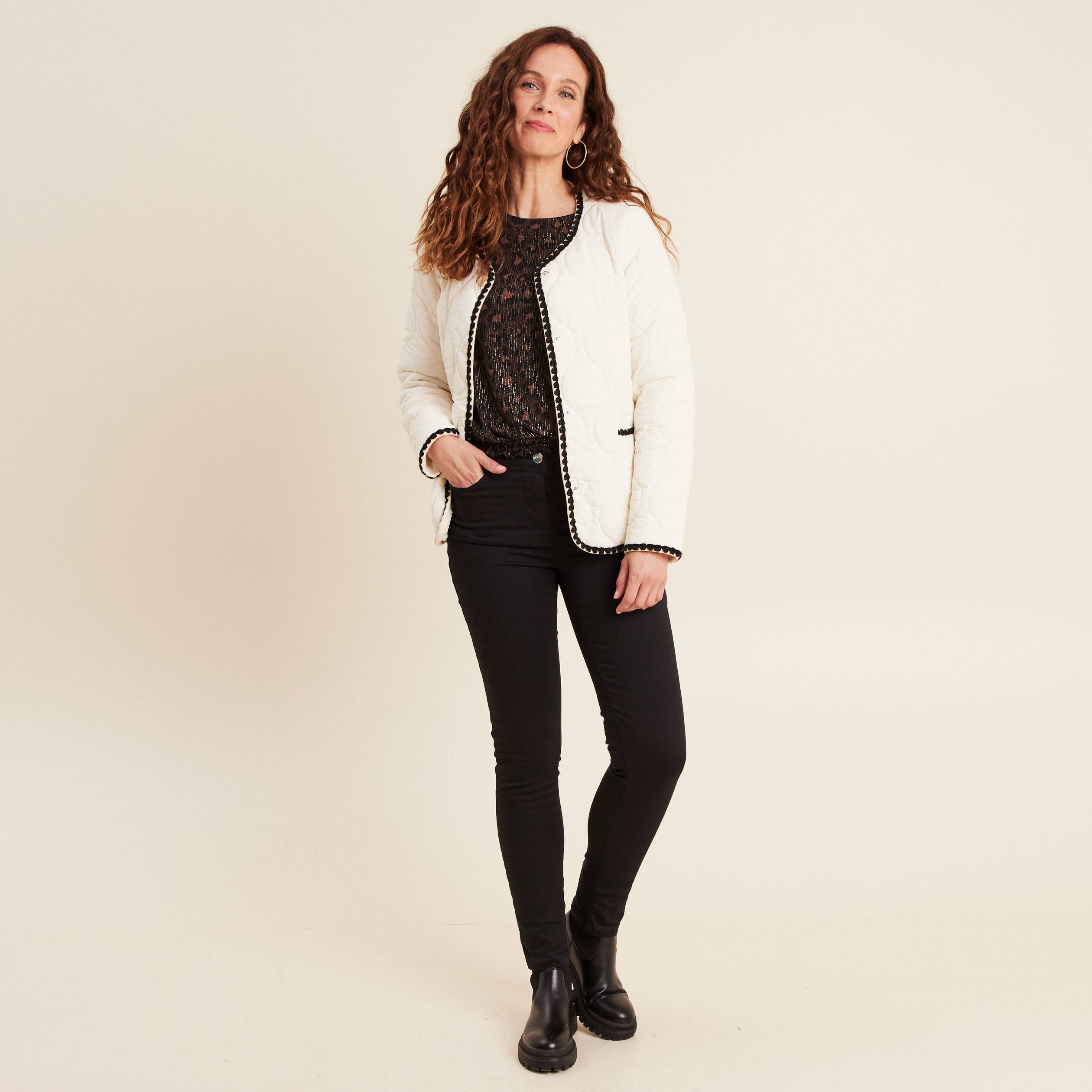 doudoune sans col doublee ecru femme Doudoune sans col doublée ecru femme