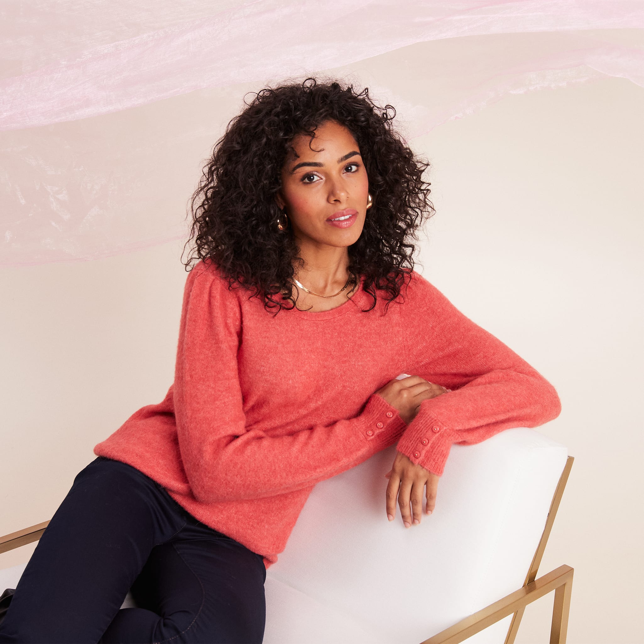 pull manches longues rouge corail femme Pull manches longues rouge corail femme