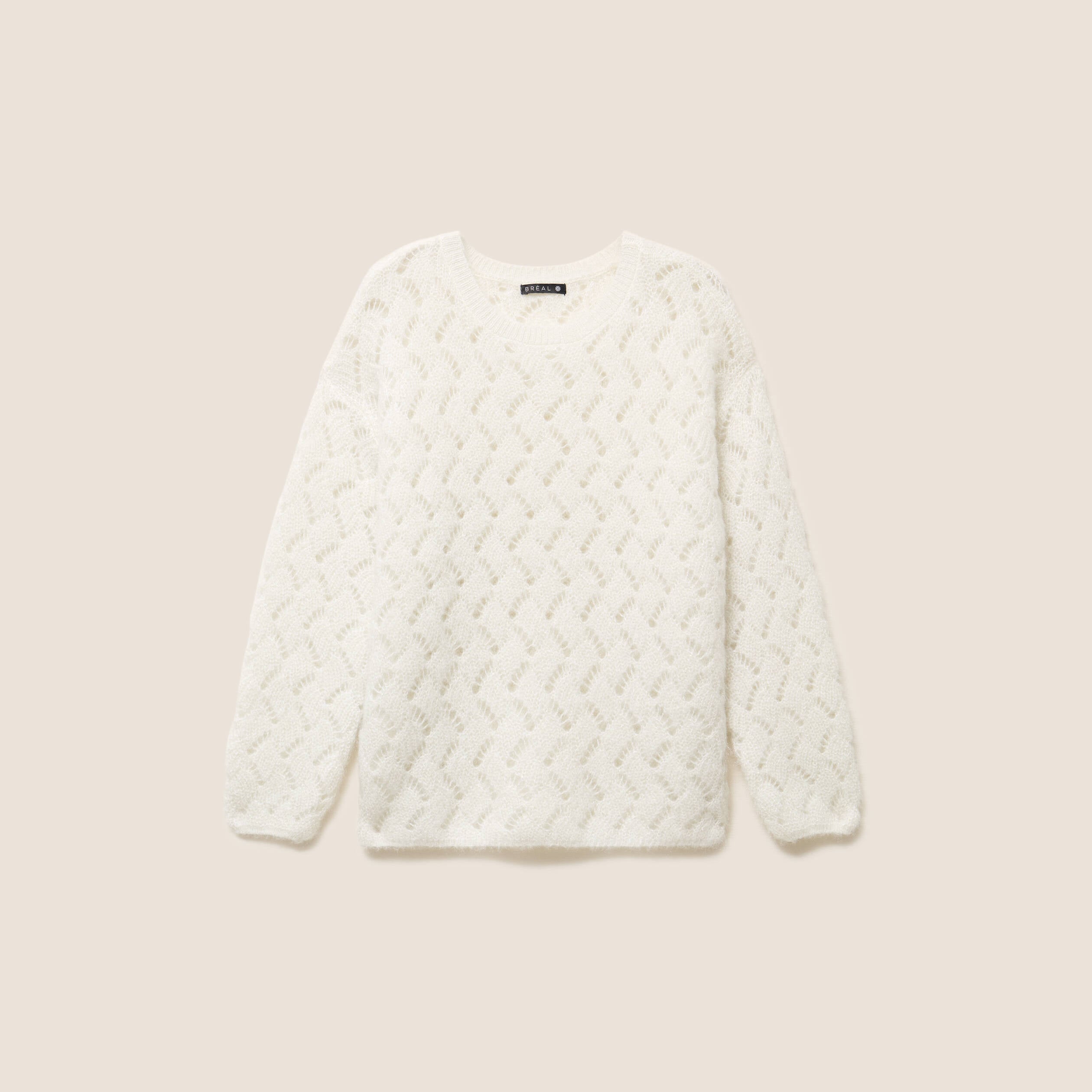Pull manches longues ajour&eacute; ecru femme