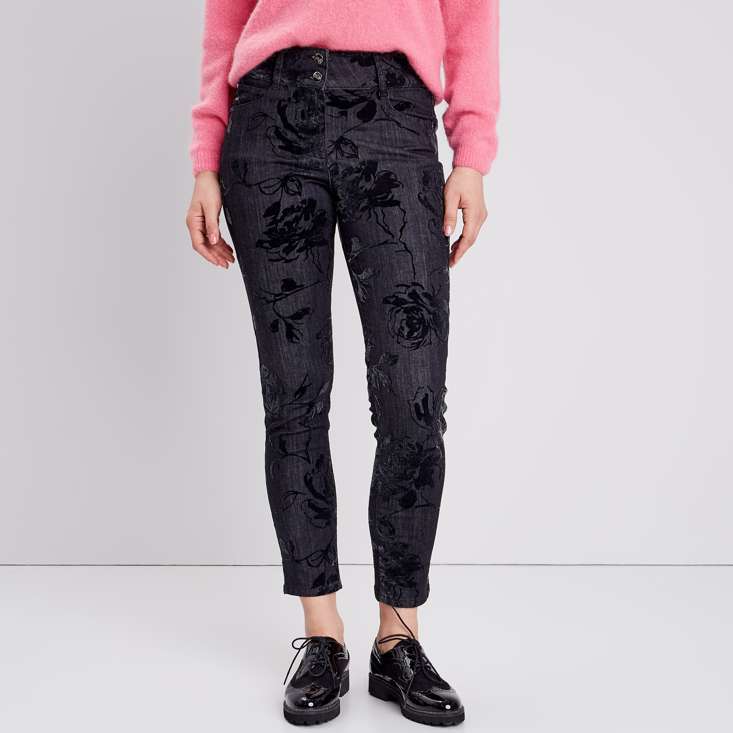 Jean ajusté taille standard denim gris femme