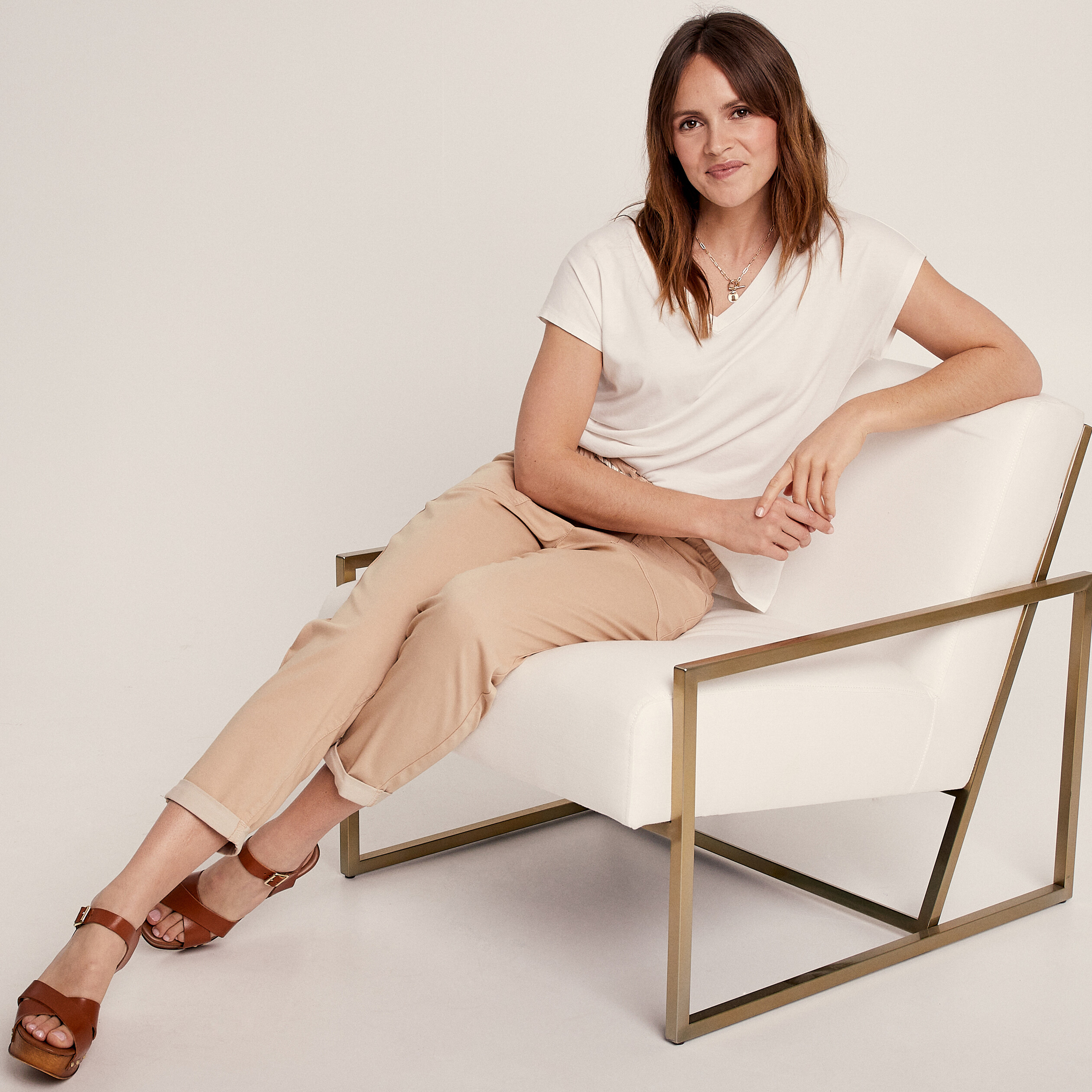 Pantalon flou à coulisse sable femme
