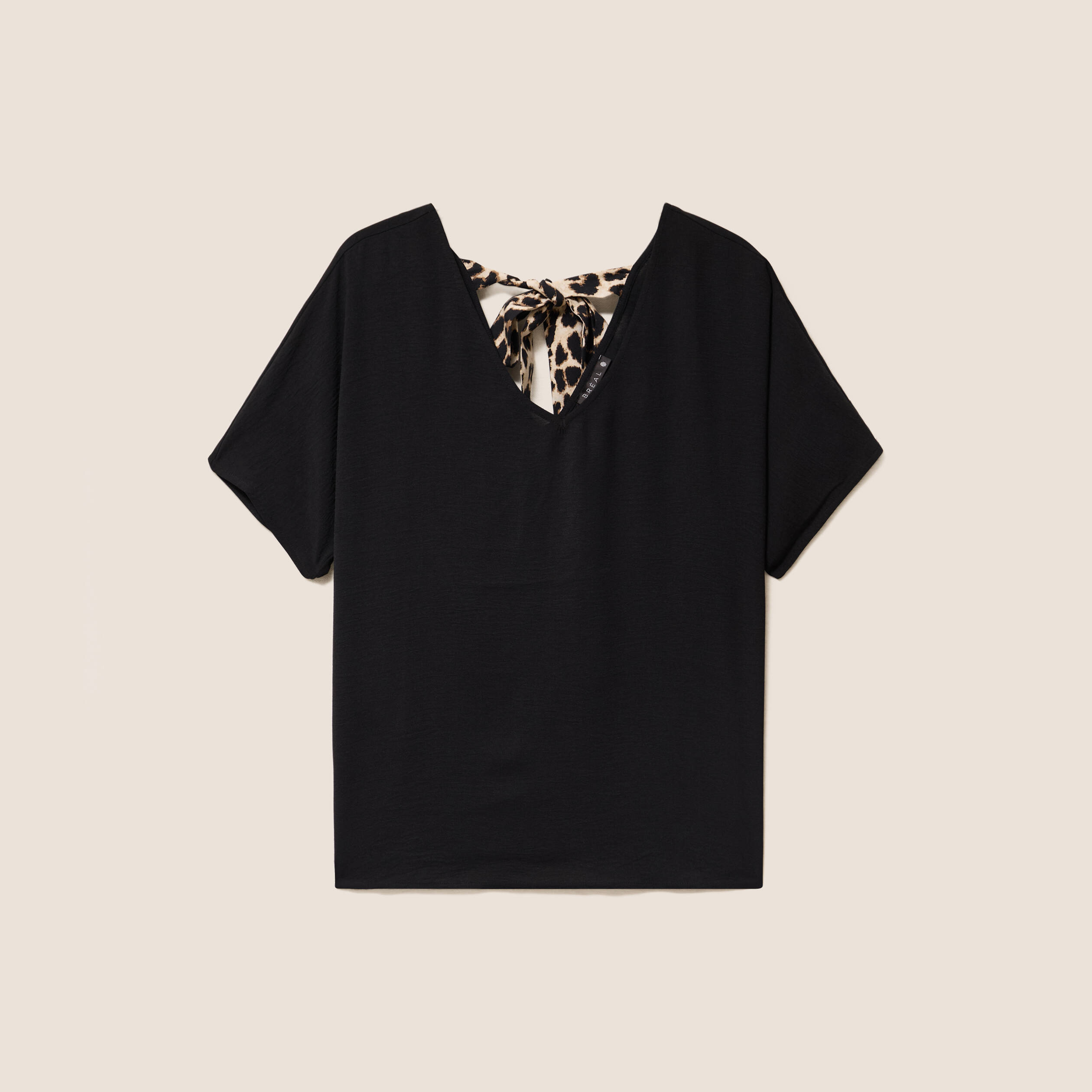 Blouse fluide manches 3/4 noir femme