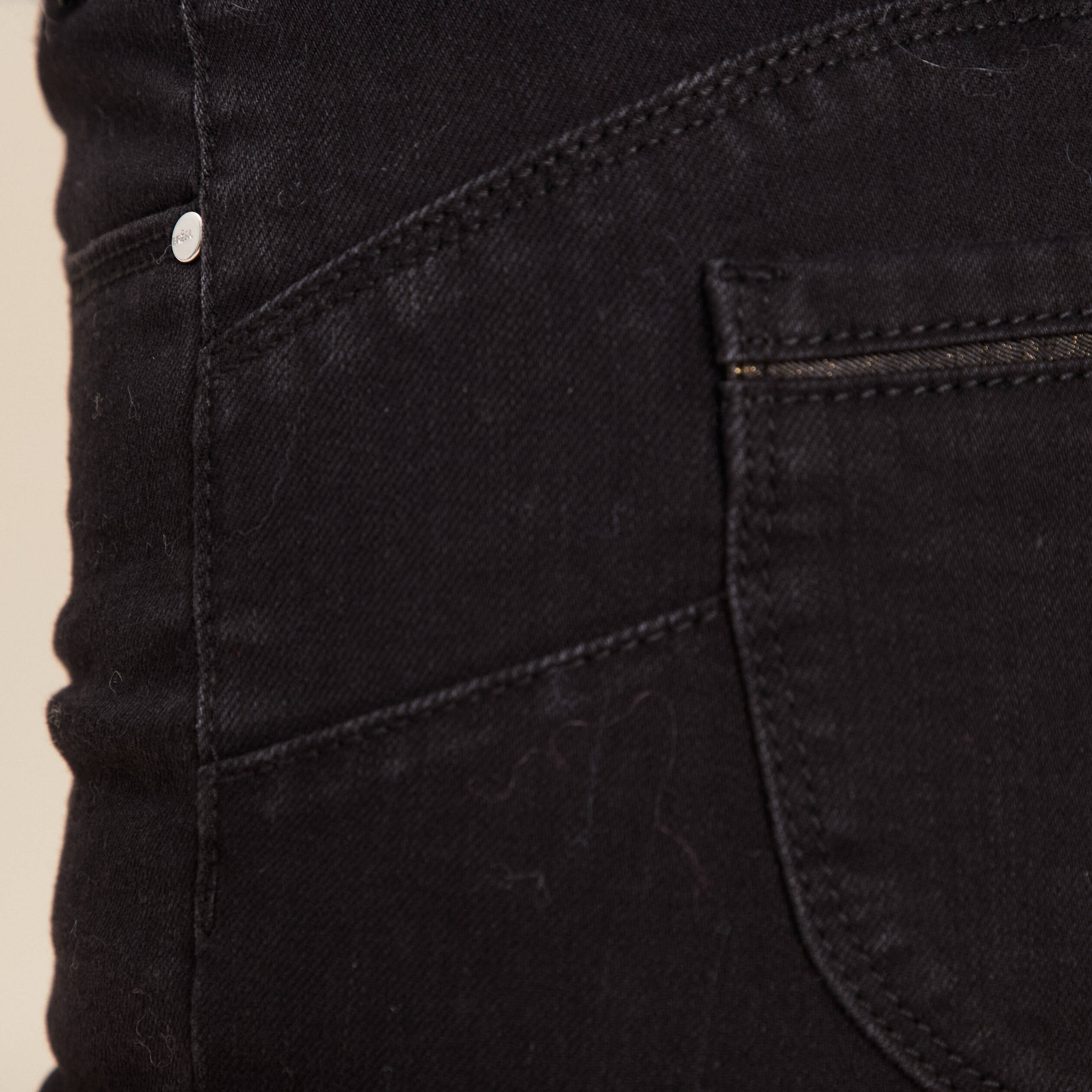 Jean droit taille basculée noir femme