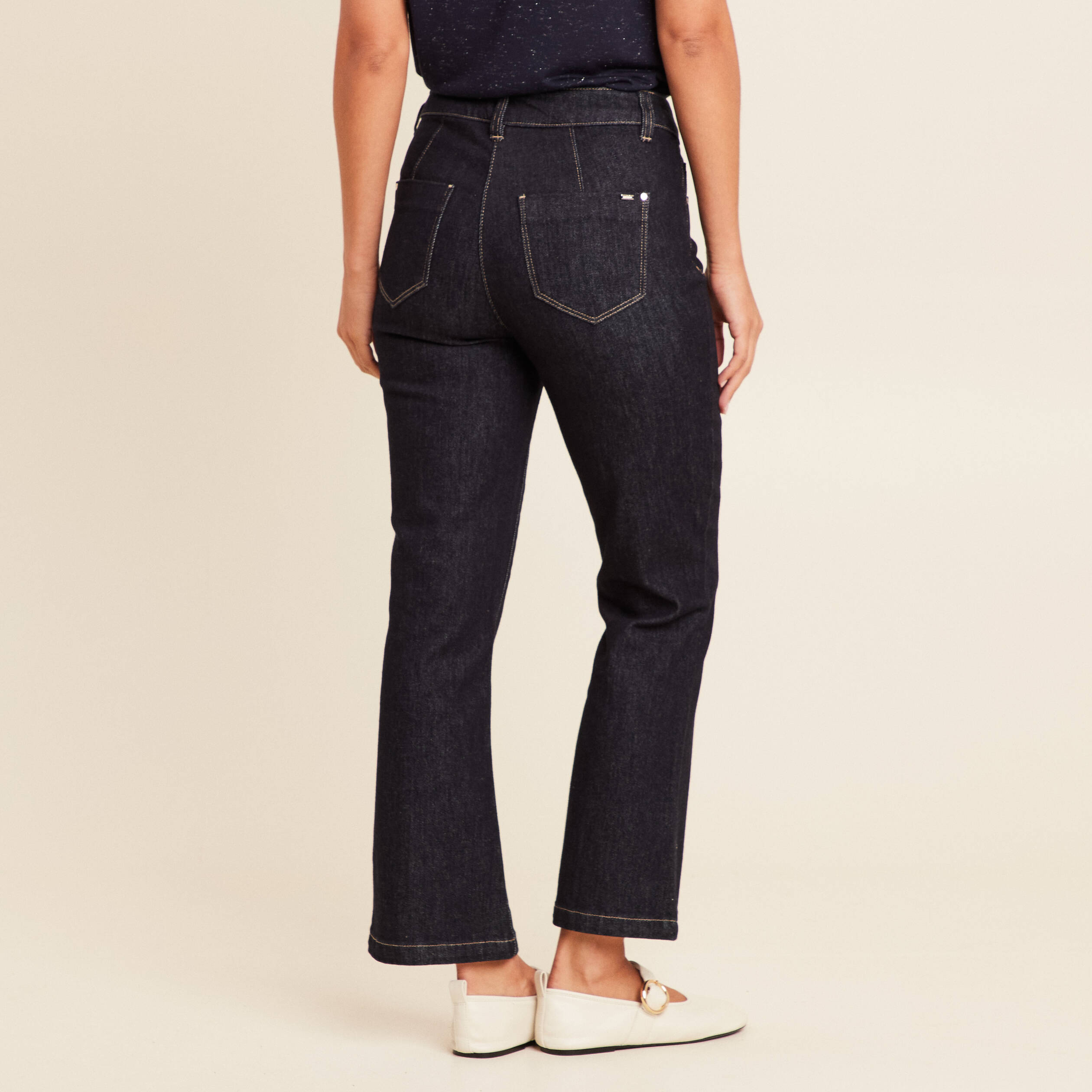 pantalon bootcut 78eme taille haute denim brut femme pantalon bootcut 7/8ème taille haute denim brut femme